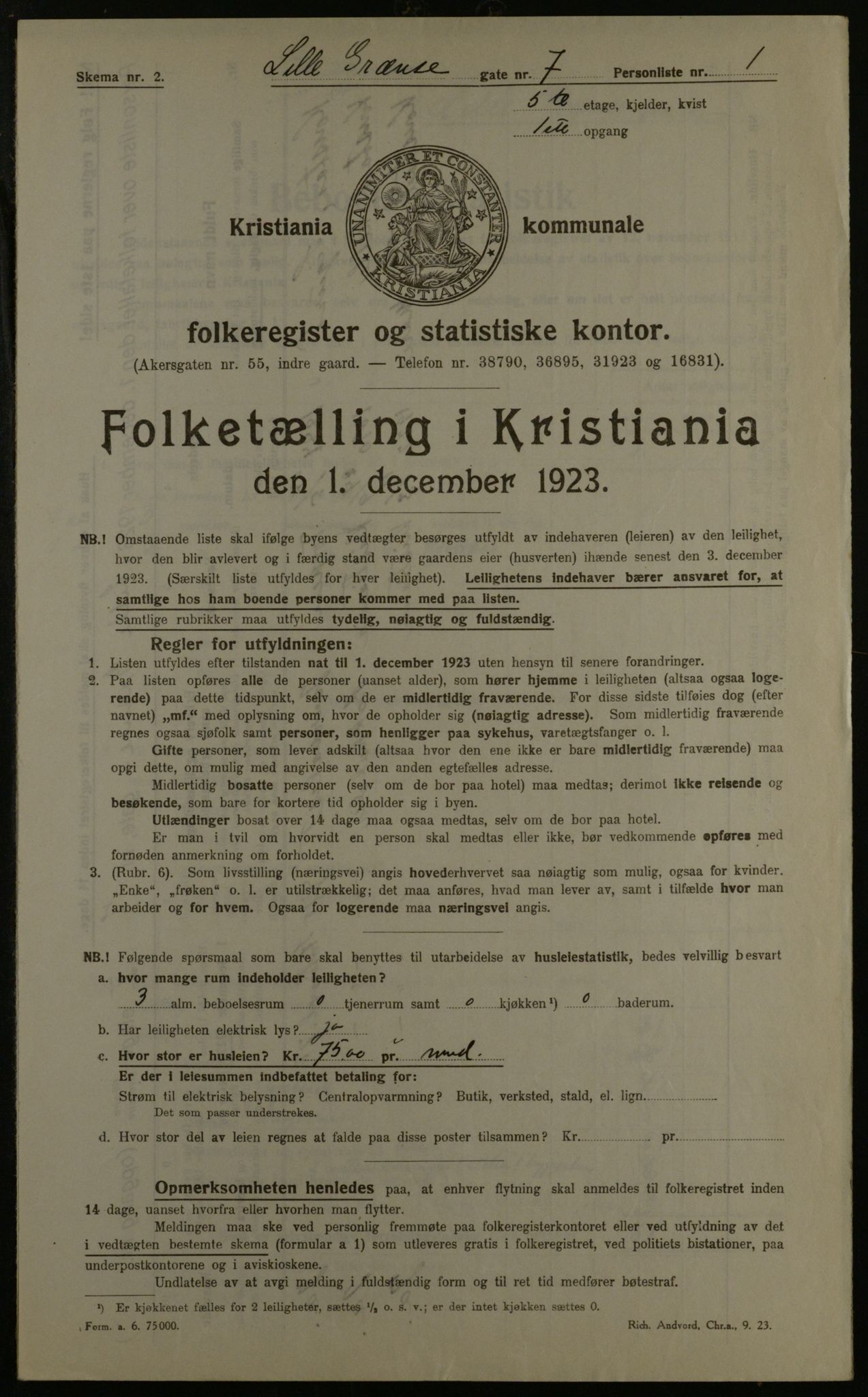 OBA, Kommunal folketelling 1.12.1923 for Kristiania, 1923, s. 63945