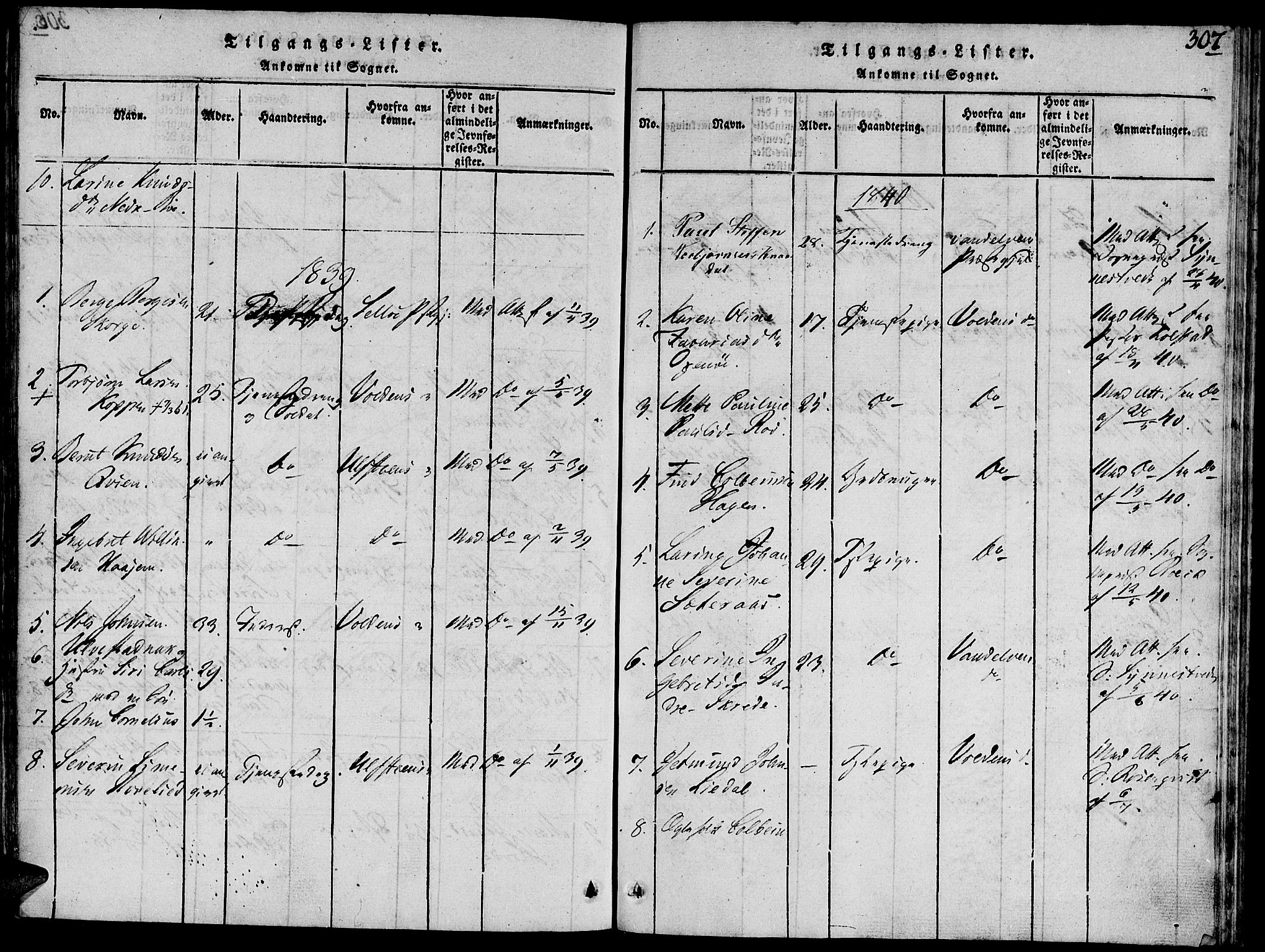 Ministerialprotokoller, klokkerbøker og fødselsregistre - Møre og Romsdal, SAT/A-1454/504/L0054: Ministerialbok nr. 504A01, 1816-1861, s. 307