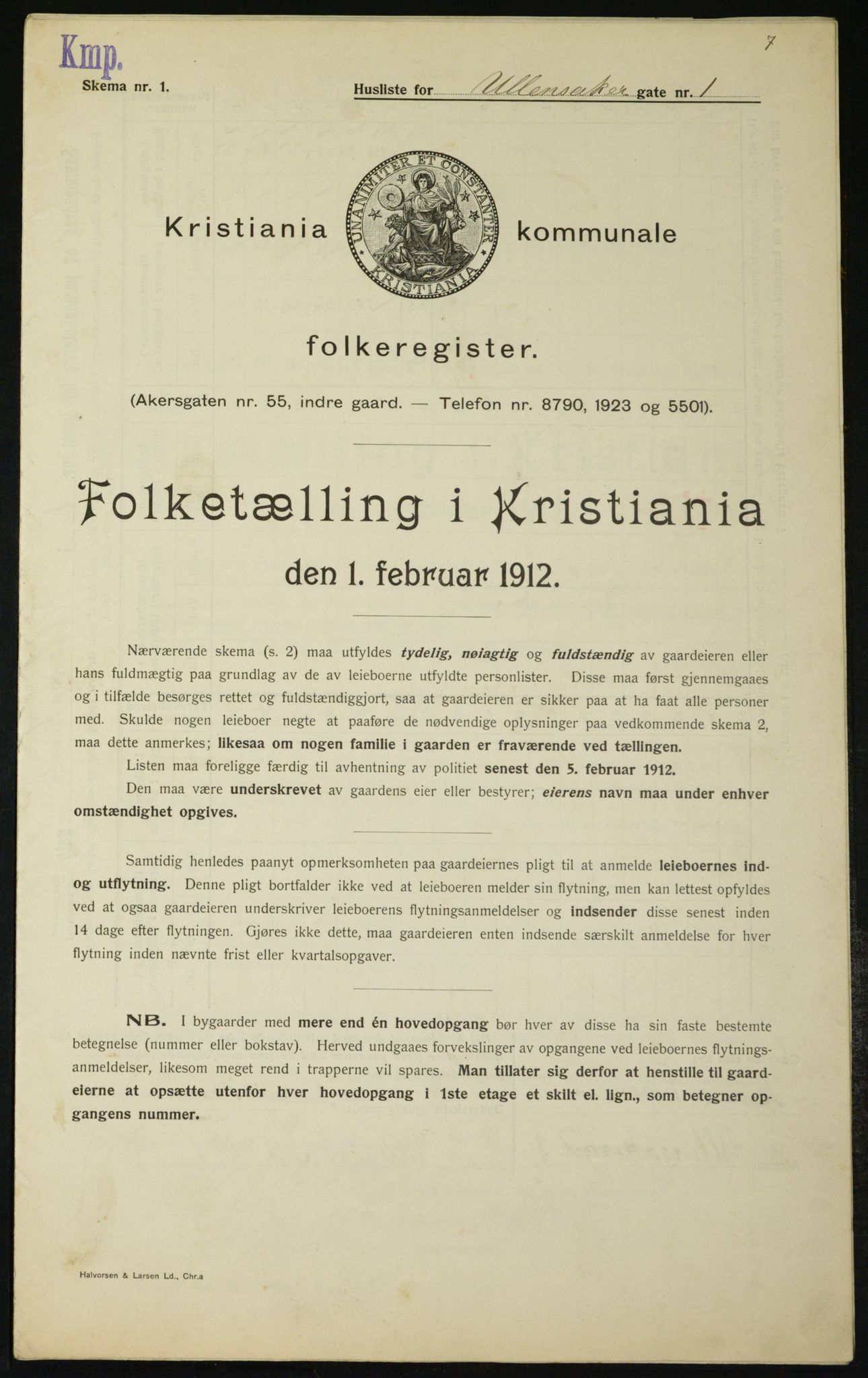 OBA, Kommunal folketelling 1.2.1912 for Kristiania, 1912, s. 118712