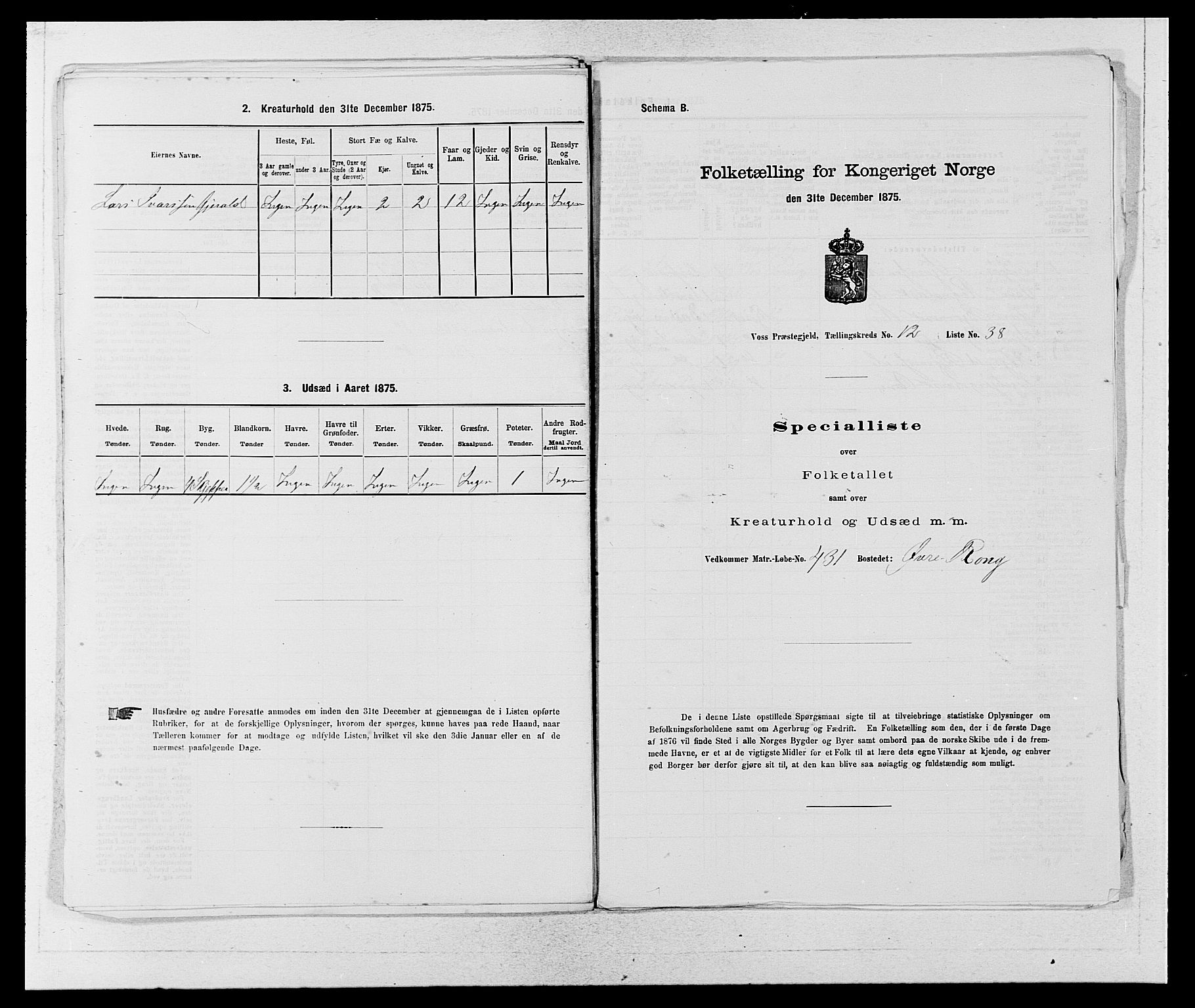 SAB, Folketelling 1875 for 1235P Voss prestegjeld, 1875, s. 1473