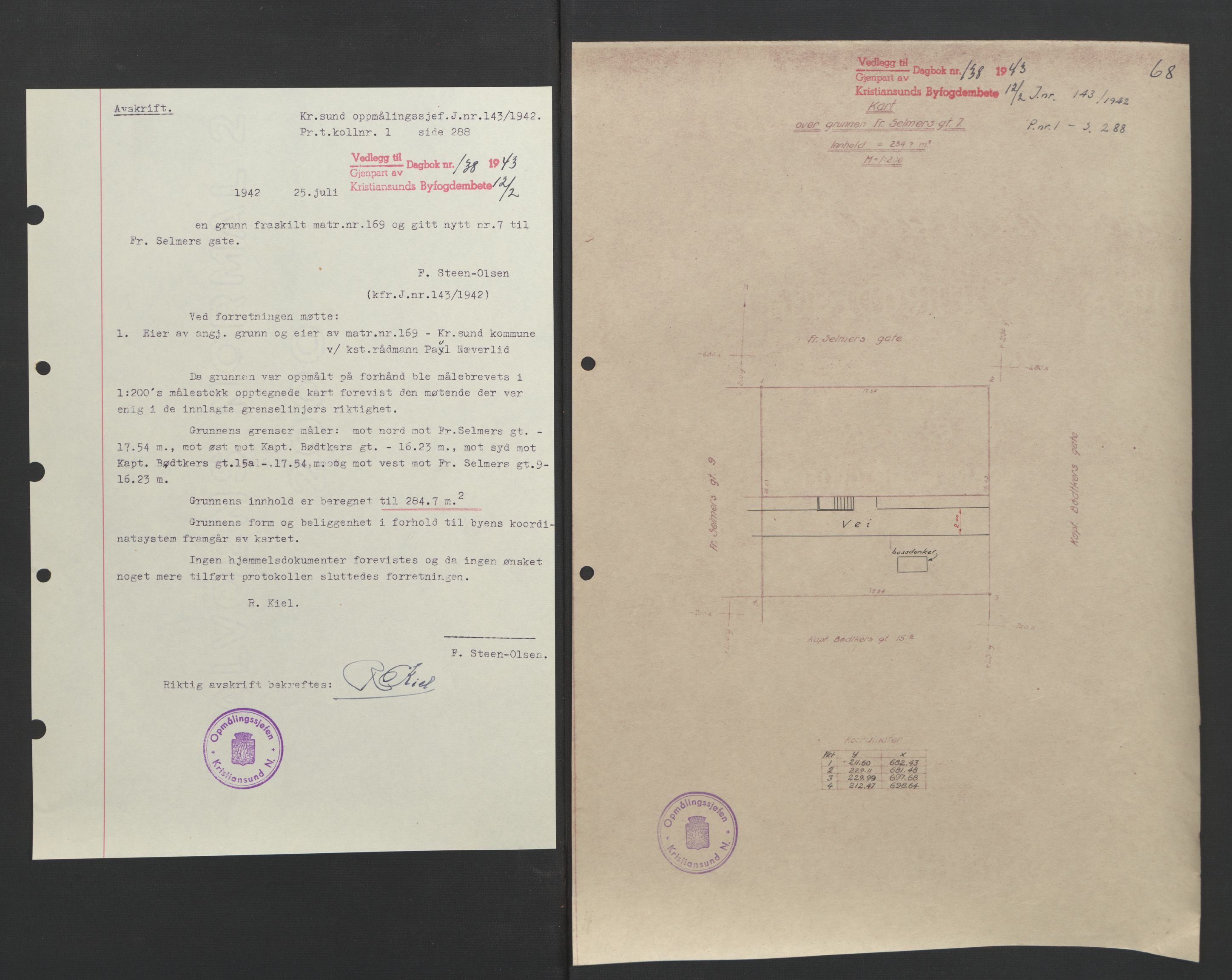 Kristiansund byfogd, AV/SAT-A-4587/A/27: Pantebok nr. 37, 1942-1945, Dagboknr: 138/1943