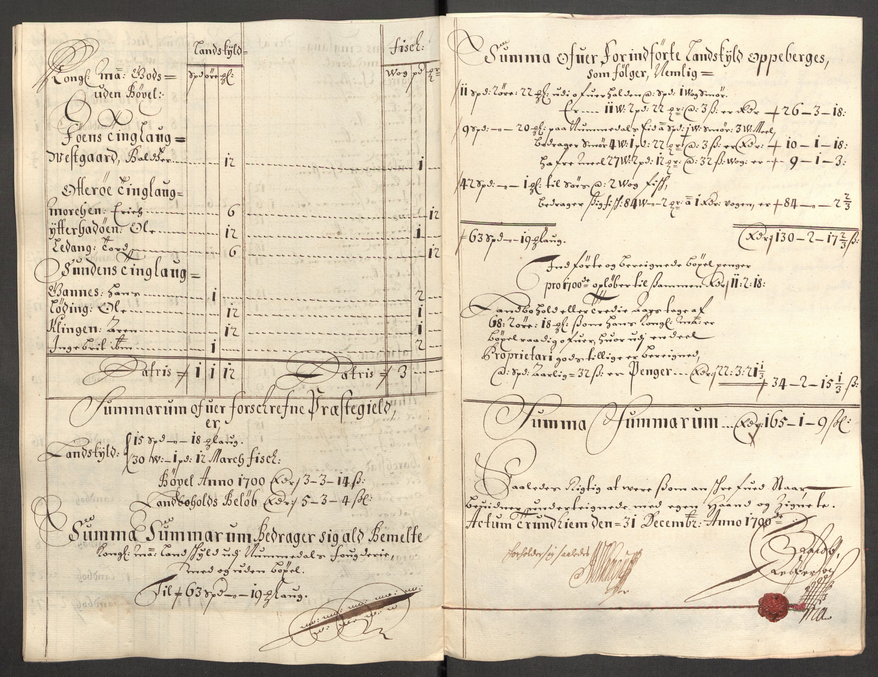 Rentekammeret inntil 1814, Reviderte regnskaper, Fogderegnskap, AV/RA-EA-4092/R64/L4426: Fogderegnskap Namdal, 1699-1700, s. 263