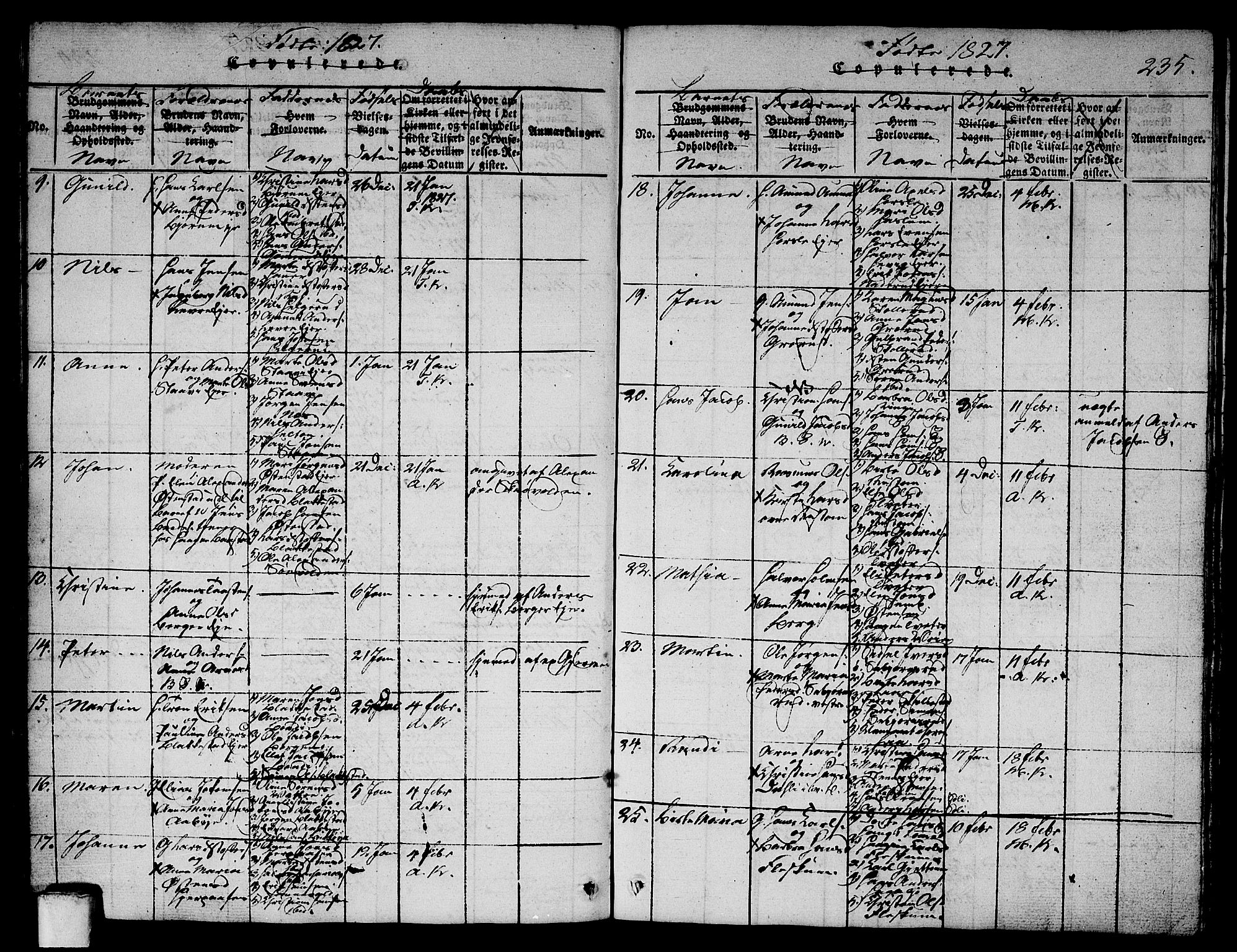 Asker prestekontor Kirkebøker, SAO/A-10256a/G/Ga/L0001: Klokkerbok nr. I 1, 1814-1830, s. 235