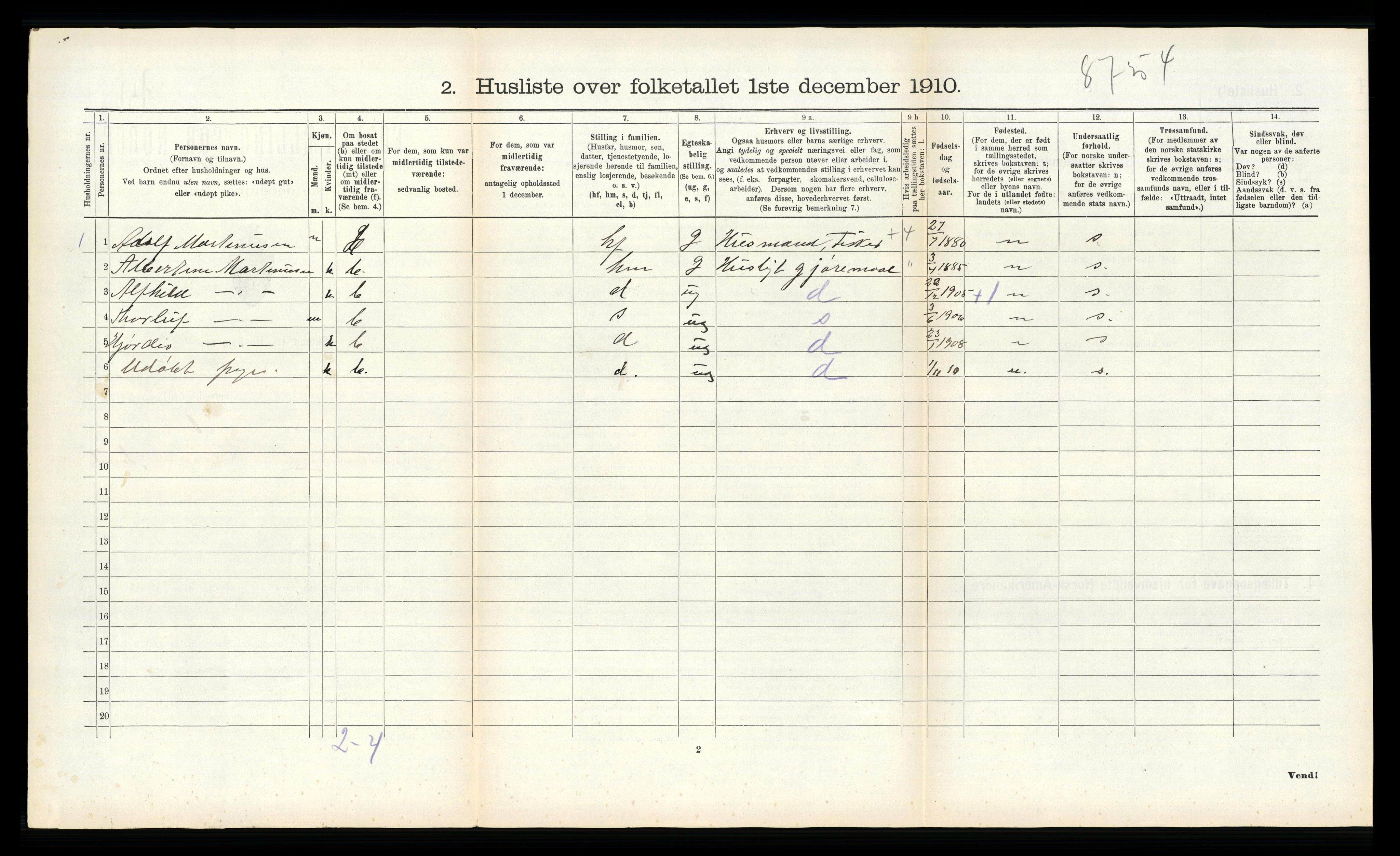 RA, Folketelling 1910 for 1864 Gimsøy herred, 1910, s. 392