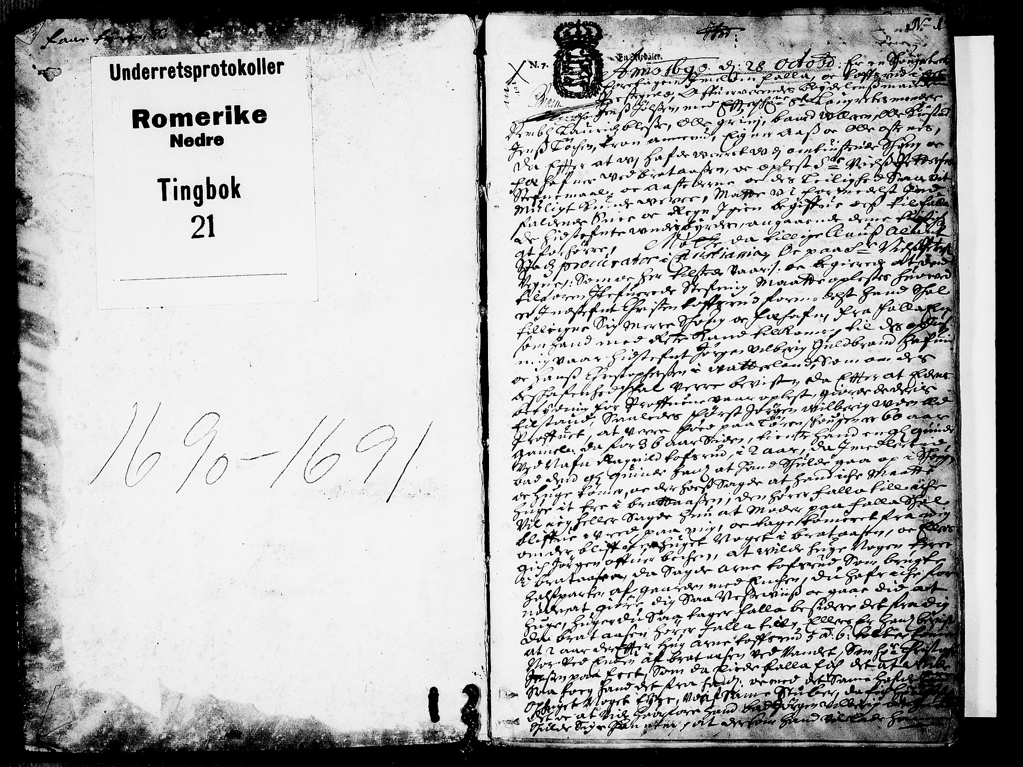 Nedre Romerike sorenskriveri, SAO/A-10469/F/Fb/L0021: Tingbok, 1690-1691, s. 0b-1a