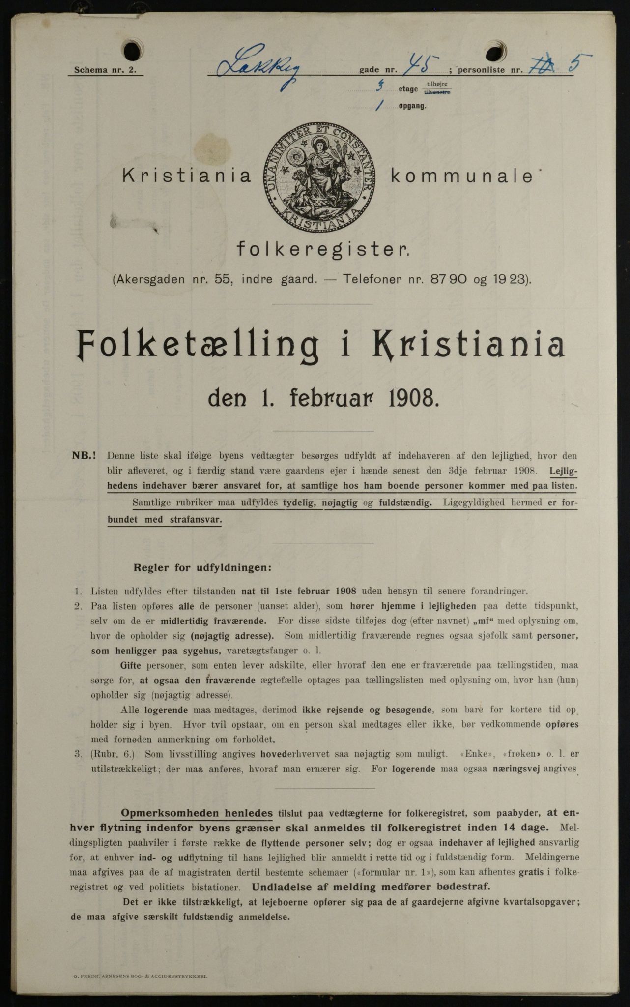 OBA, Kommunal folketelling 1.2.1908 for Kristiania kjøpstad, 1908, s. 50096