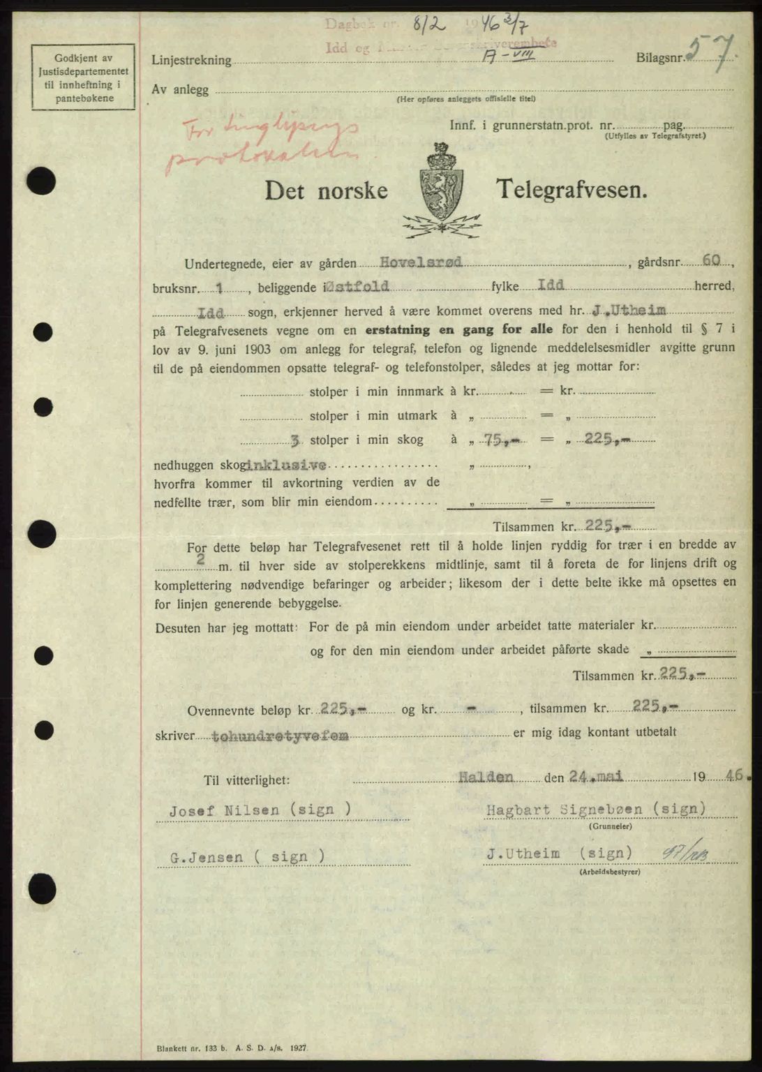 Idd og Marker sorenskriveri, AV/SAO-A-10283/G/Gb/Gbb/L0008: Pantebok nr. A8, 1946-1946, Dagboknr: 812/1946