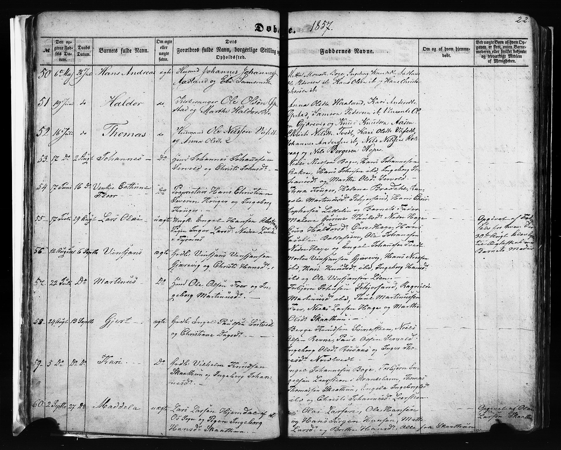 Fusa sokneprestembete, AV/SAB-A-75401/H/Haa: Ministerialbok nr. A 1I, 1855-1879, s. 22
