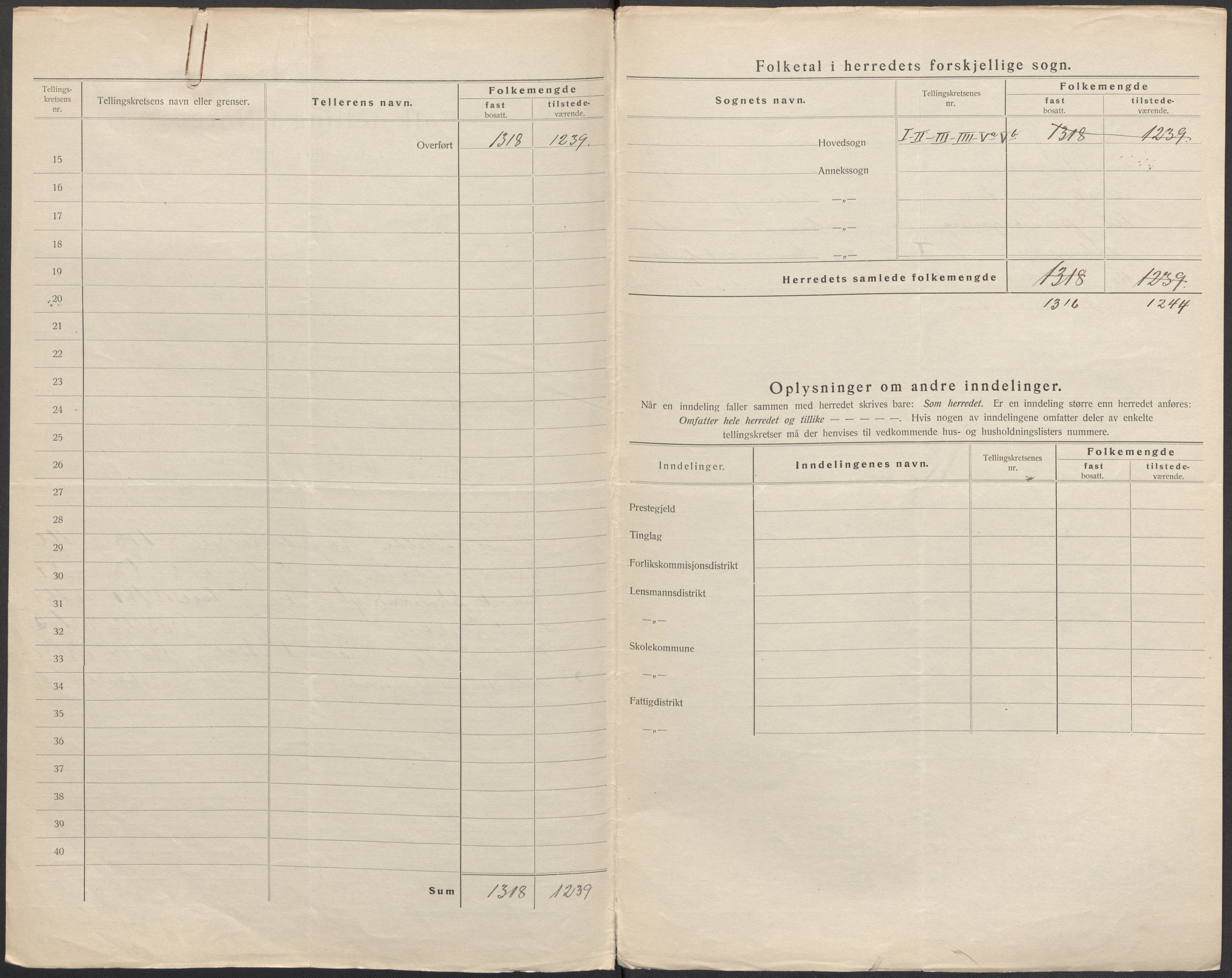 SAB, Folketelling 1920 for 1218 Moster herred, 1920, s. 3