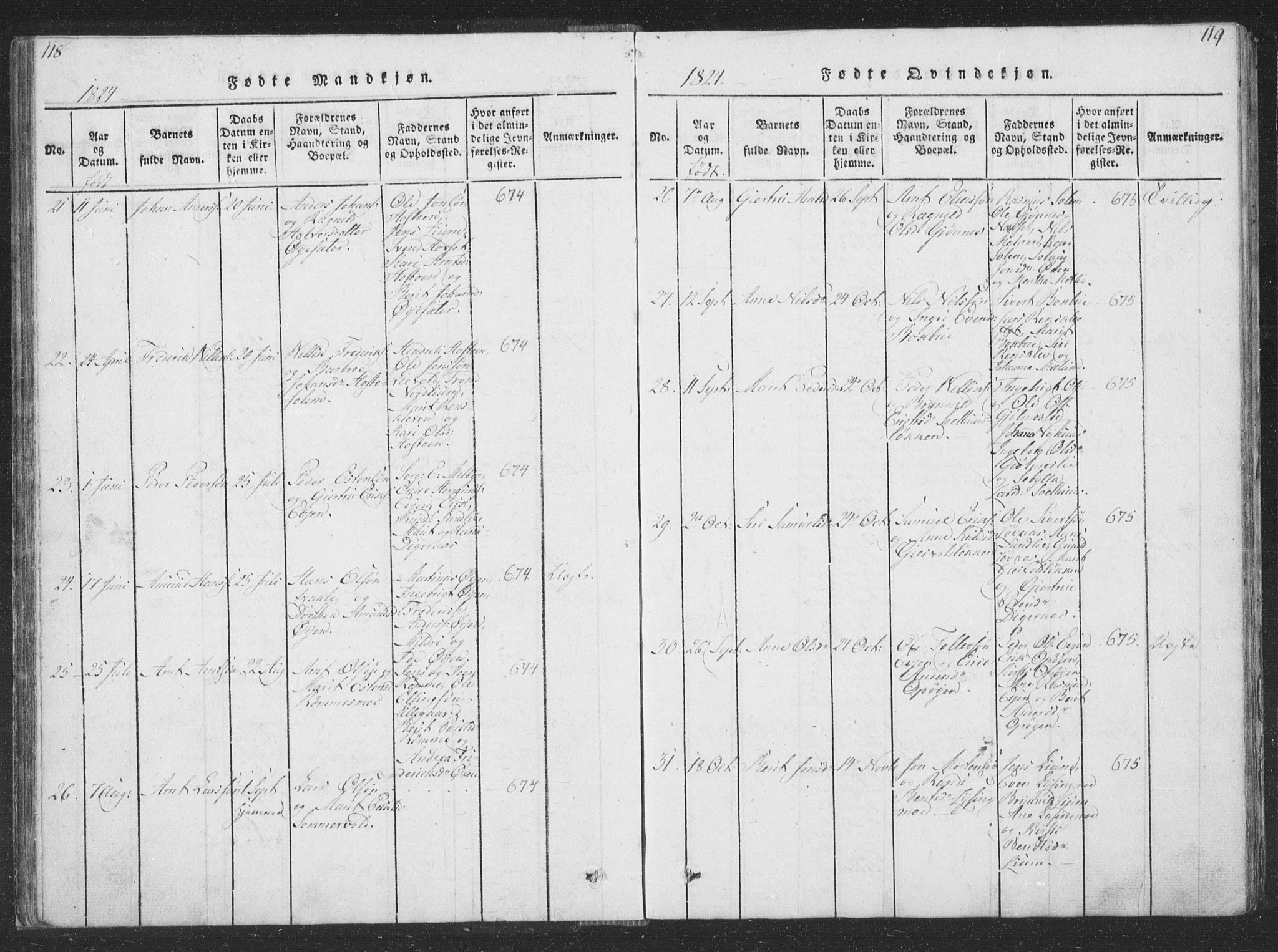 Ministerialprotokoller, klokkerbøker og fødselsregistre - Sør-Trøndelag, AV/SAT-A-1456/668/L0816: Klokkerbok nr. 668C05, 1816-1893, s. 118-119