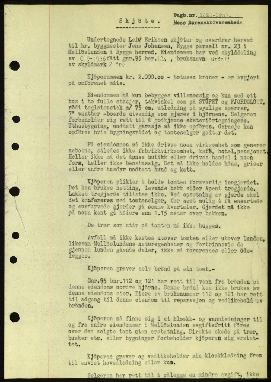 Moss sorenskriveri, SAO/A-10168: Pantebok nr. A3, 1937-1938, Dagboknr: 1626/1937