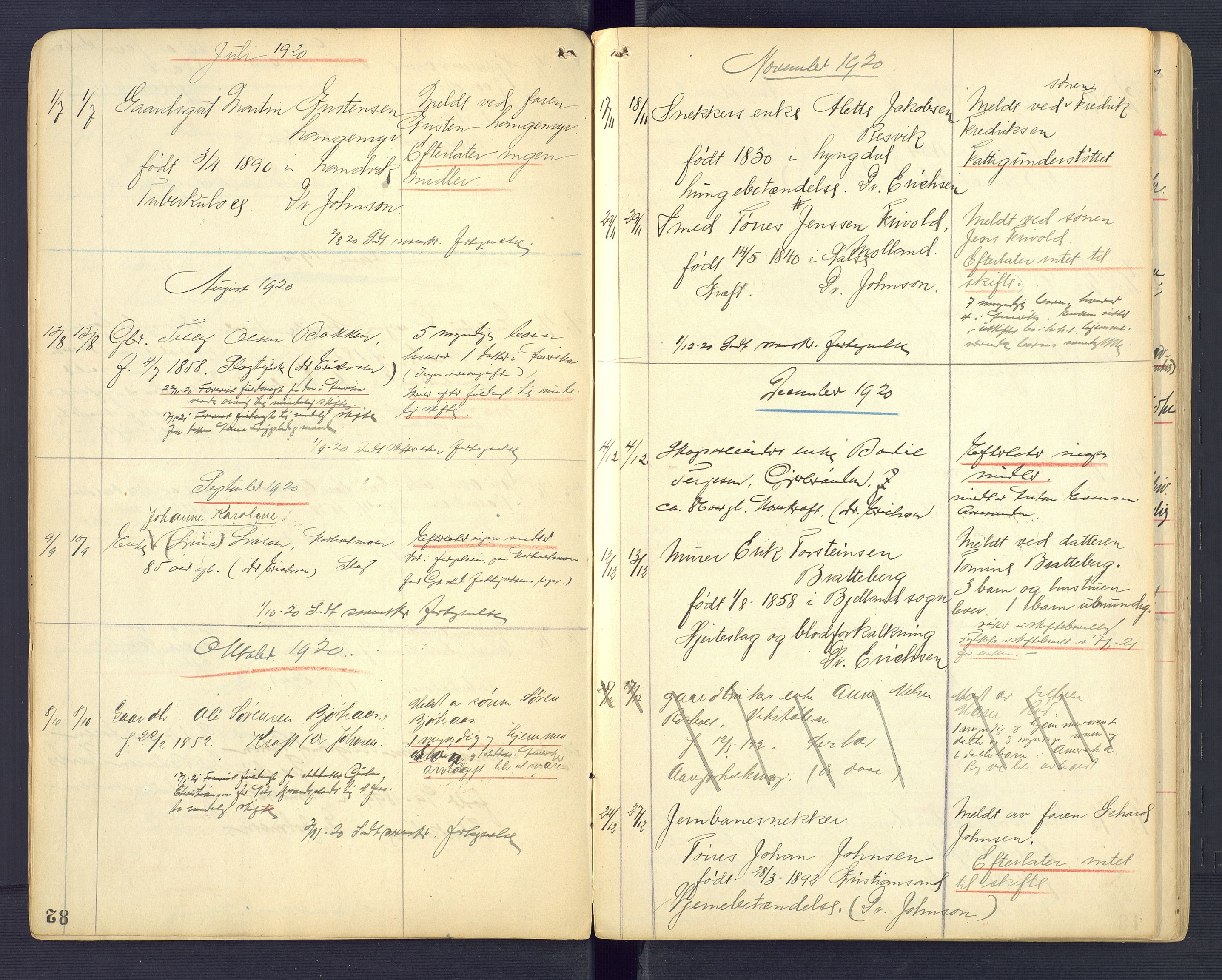 Landvik og Fjære lensmannskontor, SAK/1241-0027/F/Fe/L0002: Anmeldte dødsfall nr 31, 1915-1926