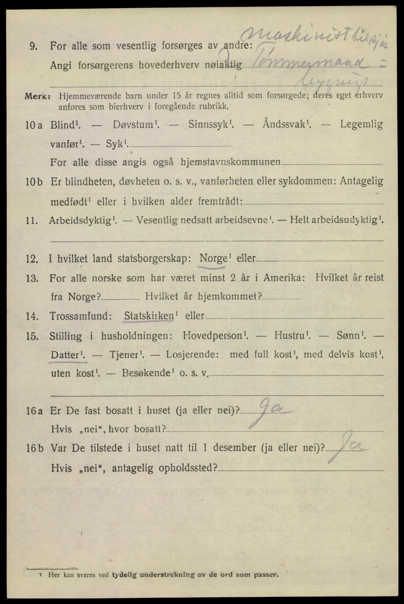 SAKO, Folketelling 1920 for 0801 Kragerø kjøpstad, 1920, s. 9996