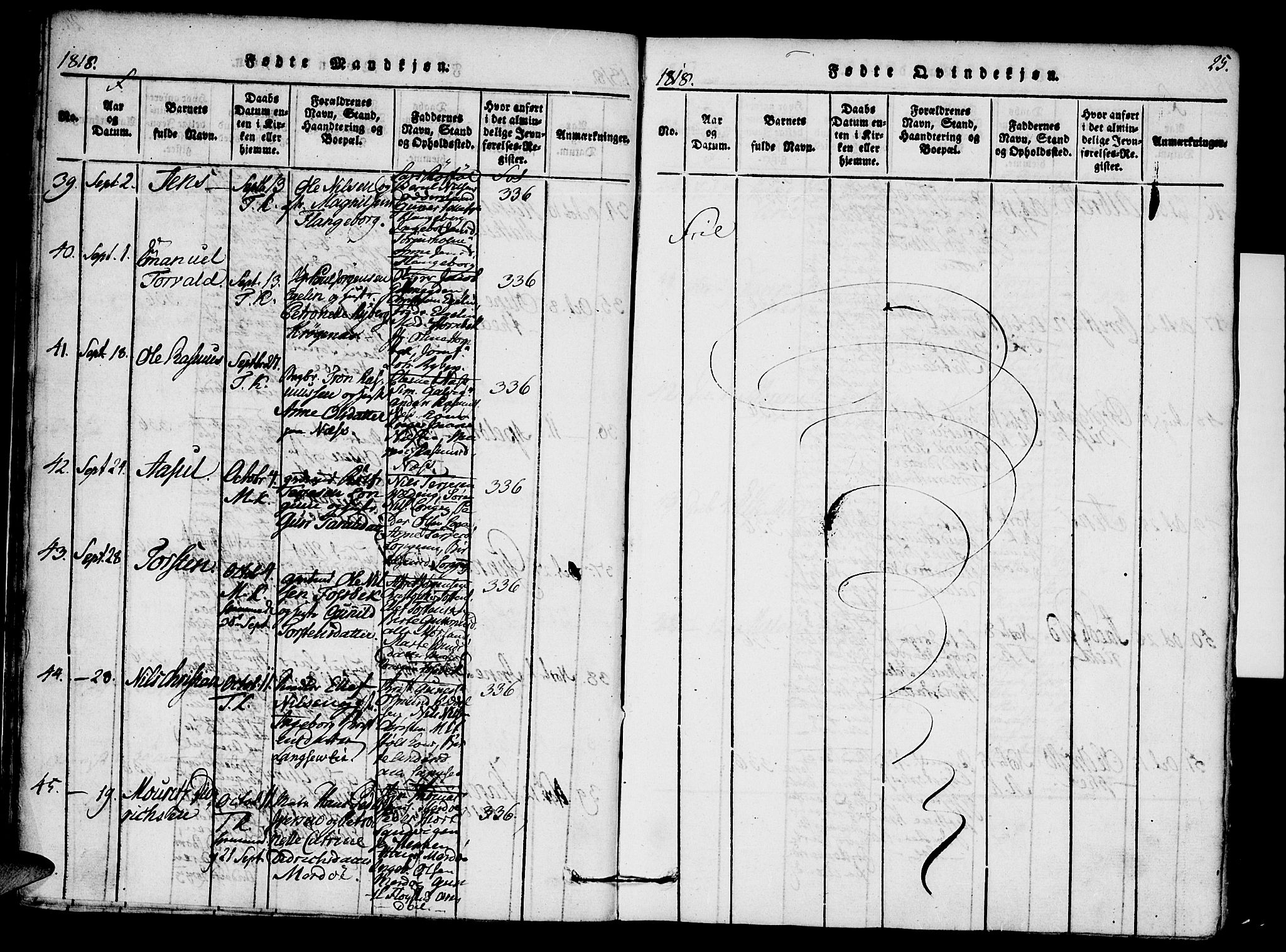 Austre Moland sokneprestkontor, AV/SAK-1111-0001/F/Fa/Faa/L0004: Ministerialbok nr. A 4, 1816-1824, s. 25