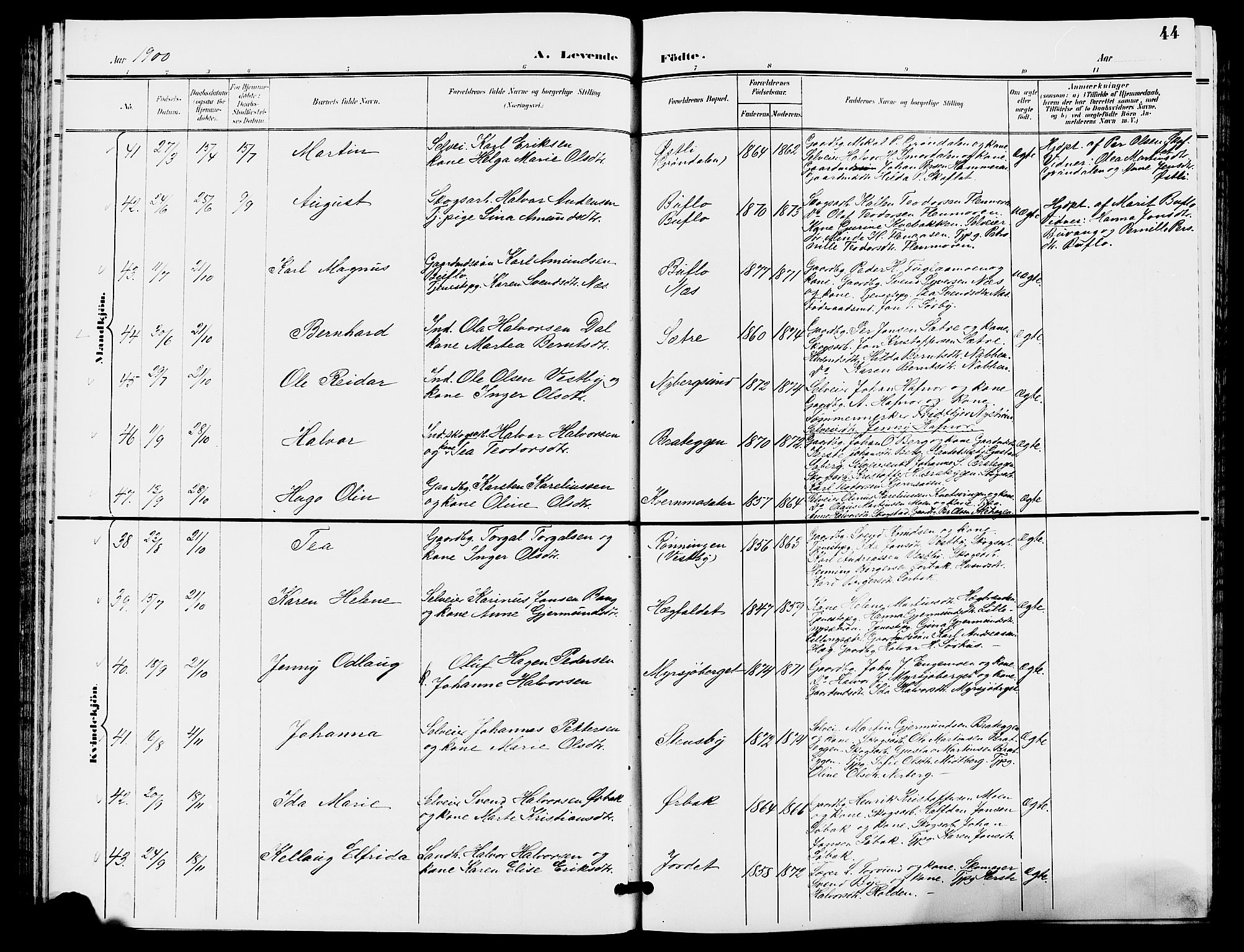 Trysil prestekontor, AV/SAH-PREST-046/H/Ha/Hab/L0006: Klokkerbok nr. 6, 1896-1912, s. 44