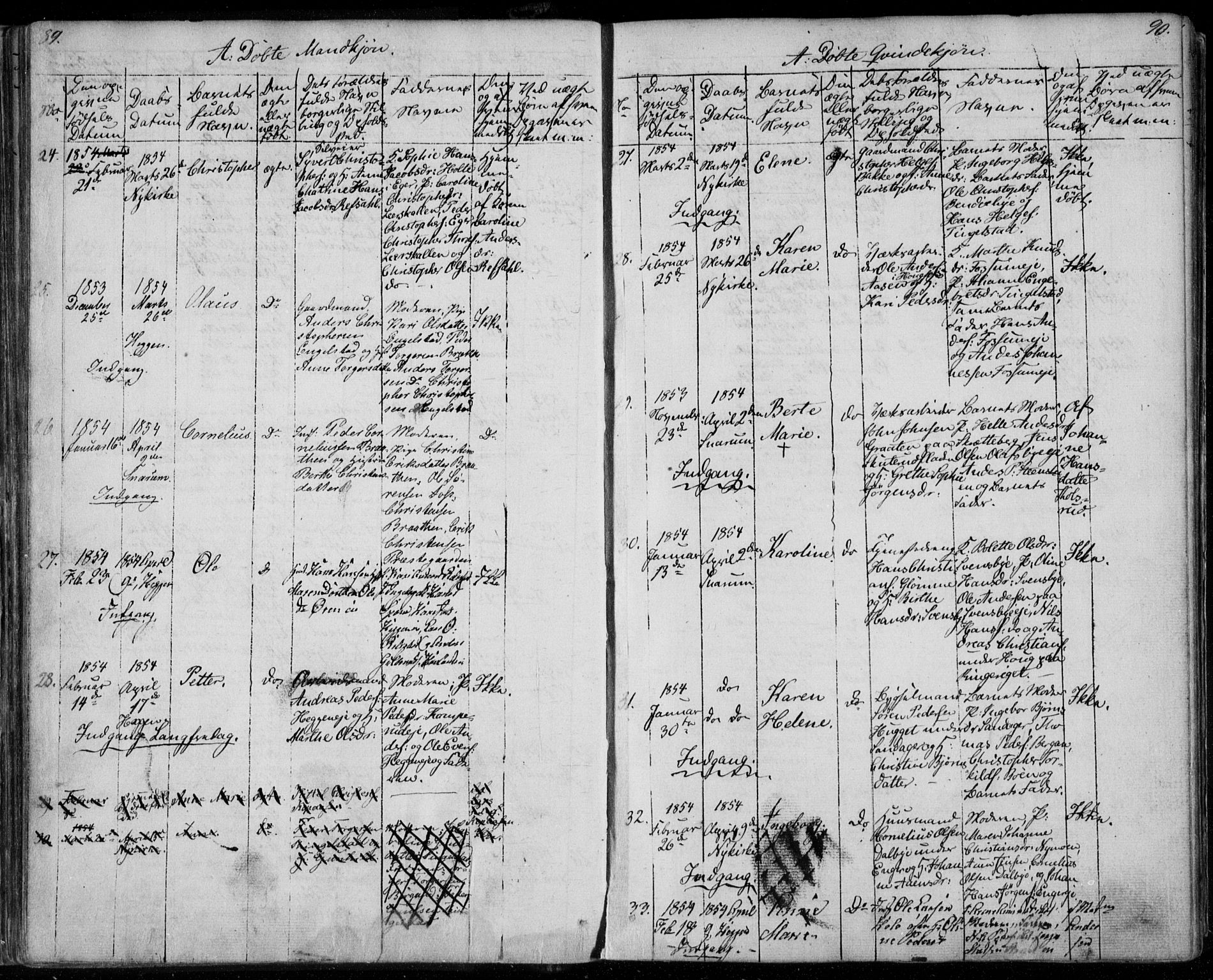 Modum kirkebøker, AV/SAKO-A-234/F/Fa/L0008: Ministerialbok nr. 8, 1851-1859, s. 89-90