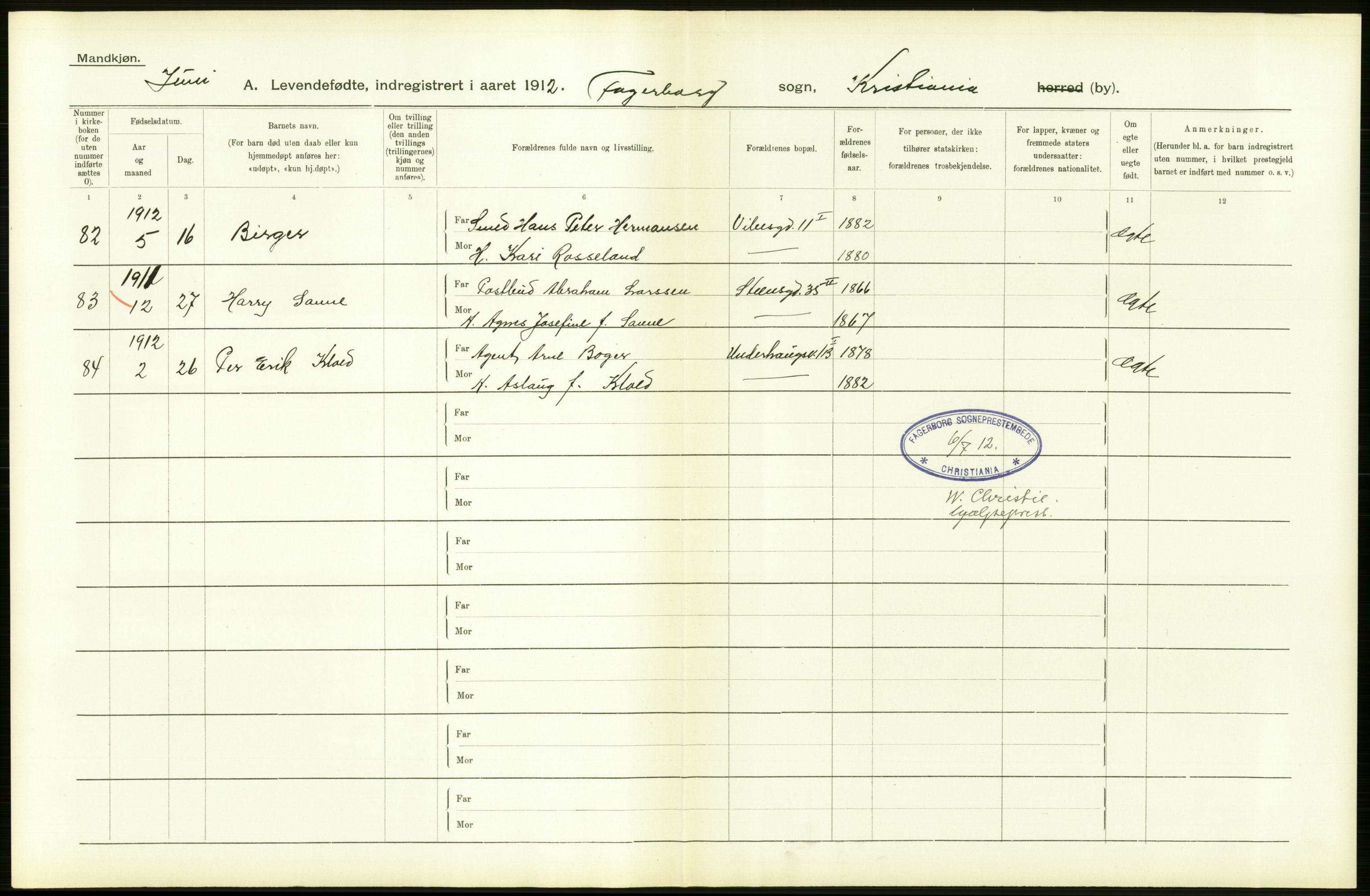 Statistisk sentralbyrå, Sosiodemografiske emner, Befolkning, RA/S-2228/D/Df/Dfb/Dfbb/L0007: Kristiania:  Levendefødte menn og kvinner., 1912, s. 636