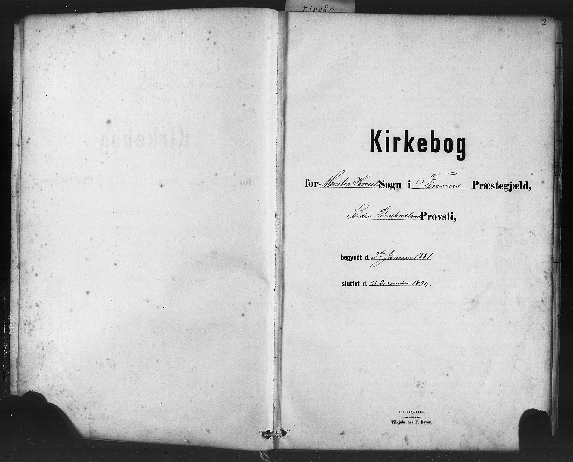 Finnås sokneprestembete, AV/SAB-A-99925/H/Ha/Haa/Haab/L0001: Ministerialbok nr. B 1, 1881-1894, s. 2