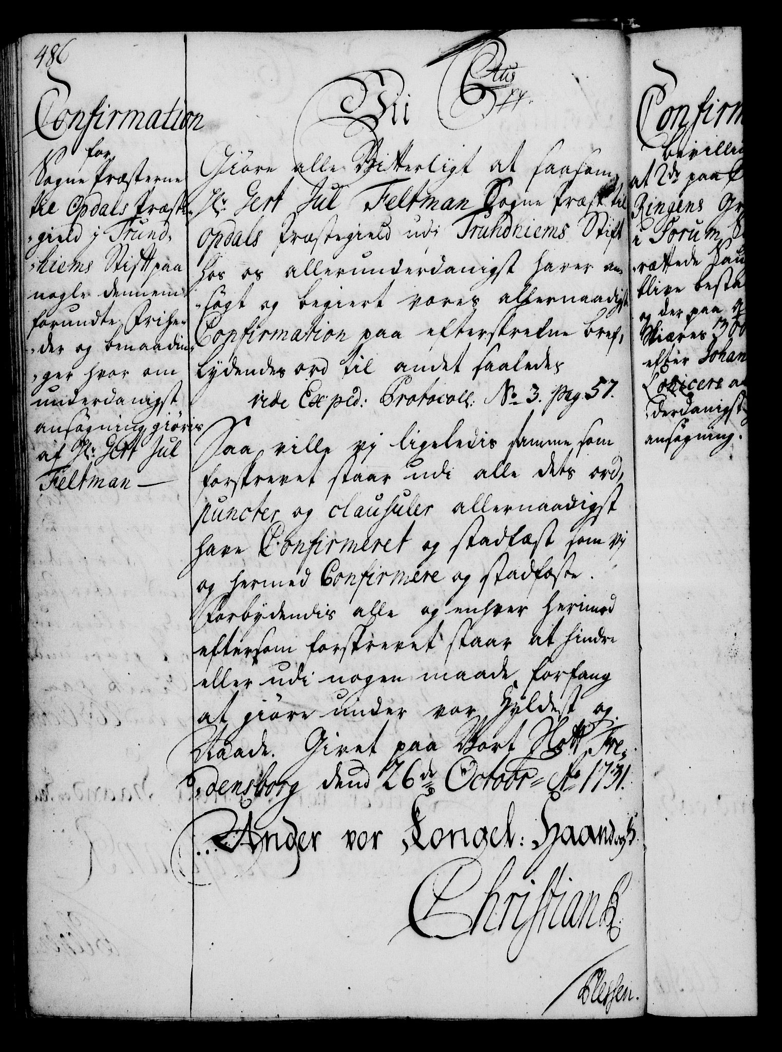 Rentekammeret, Kammerkanselliet, RA/EA-3111/G/Gg/Gga/L0003: Norsk ekspedisjonsprotokoll med register (merket RK 53.3), 1727-1734, s. 486
