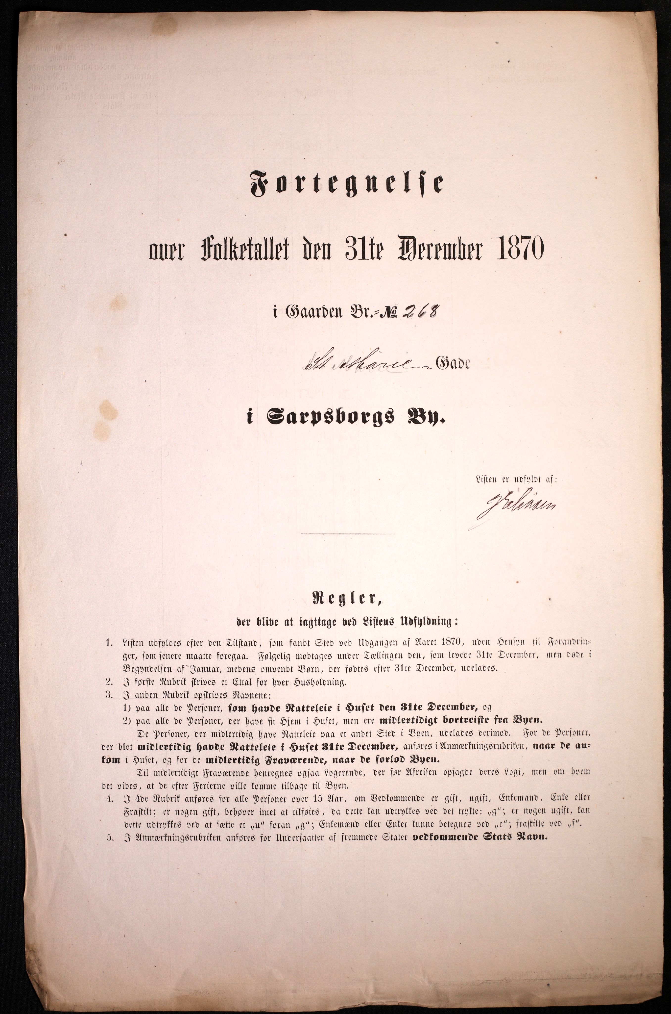 RA, Folketelling 1870 for 0102 Sarpsborg kjøpstad, 1870, s. 81