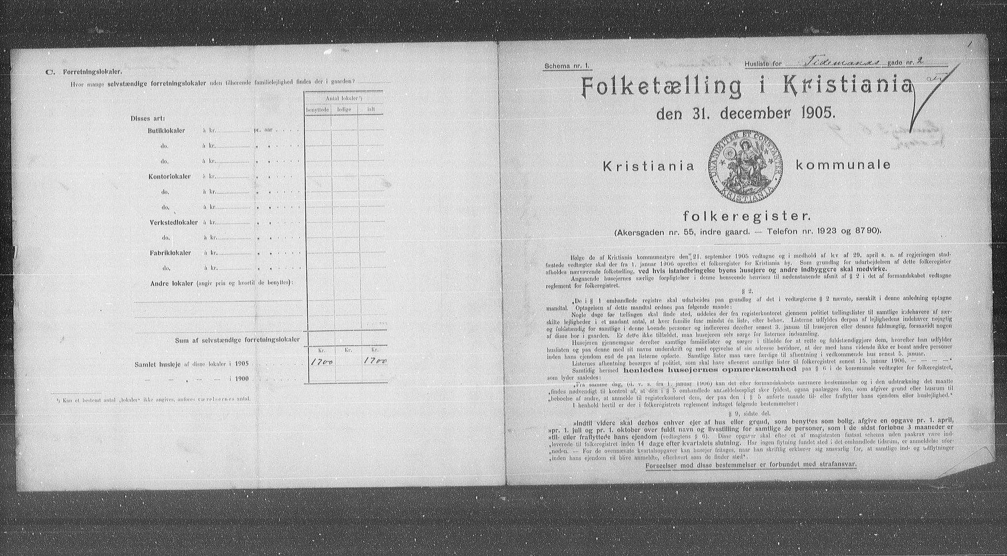 OBA, Kommunal folketelling 31.12.1905 for Kristiania kjøpstad, 1905, s. 58327