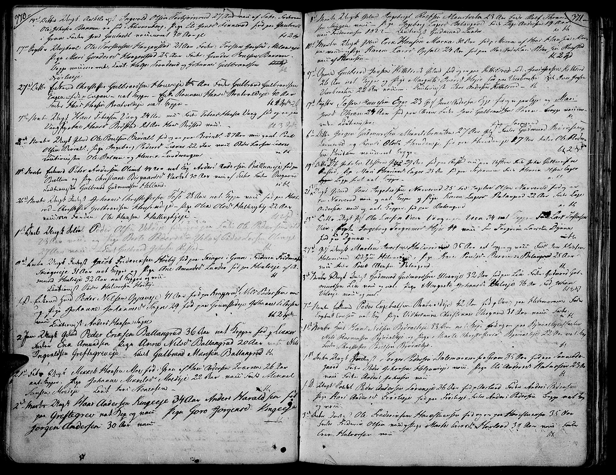 Jevnaker prestekontor, AV/SAH-PREST-116/H/Ha/Haa/L0004: Ministerialbok nr. 4, 1800-1861, s. 370-371