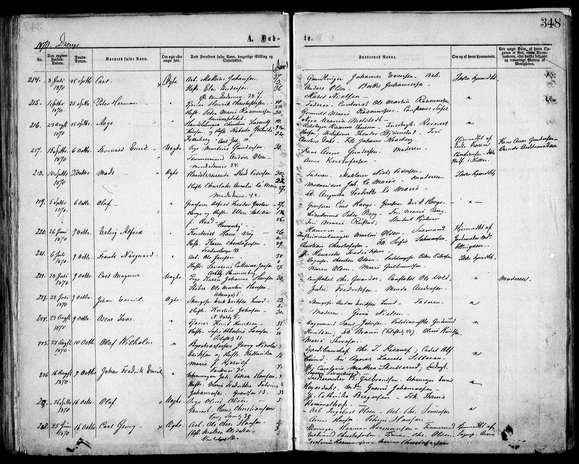 Trefoldighet prestekontor Kirkebøker, AV/SAO-A-10882/F/Fa/L0002: Ministerialbok nr. I 2, 1863-1870, s. 348