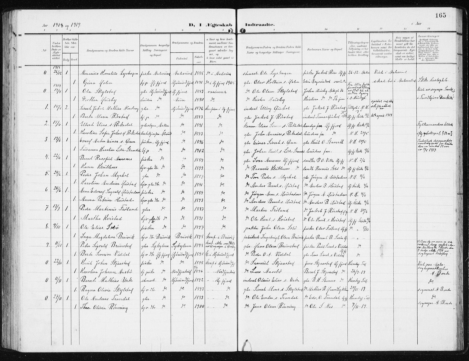 Ministerialprotokoller, klokkerbøker og fødselsregistre - Møre og Romsdal, SAT/A-1454/515/L0216: Klokkerbok nr. 515C03, 1906-1941, s. 165