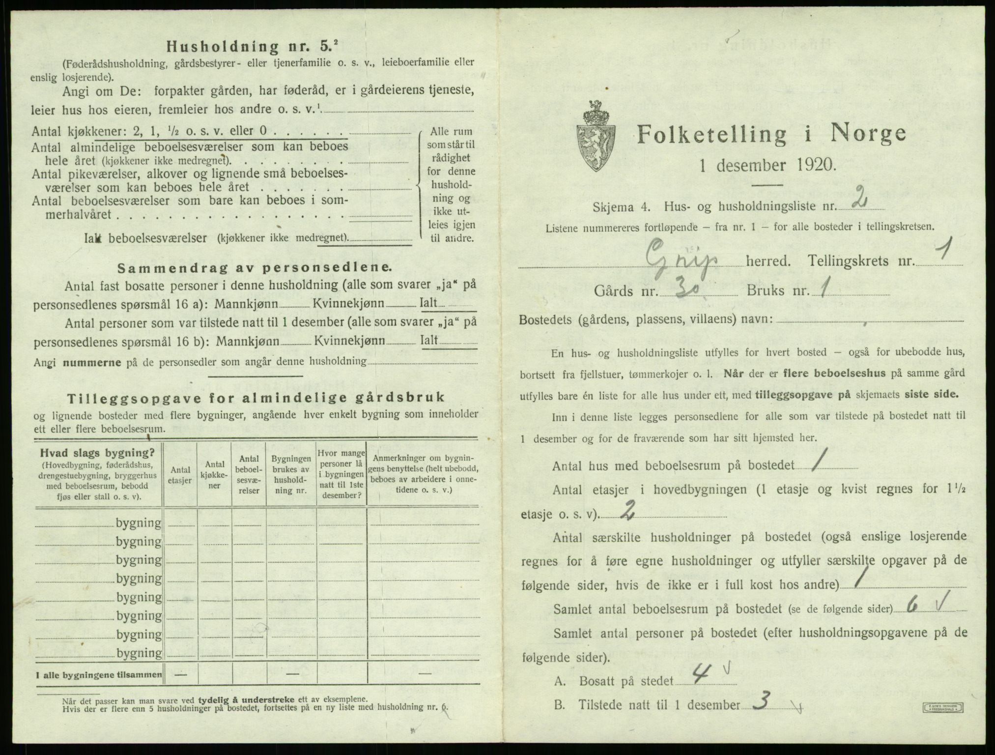 SAT, Folketelling 1920 for 1555 Grip herred, 1920, s. 16