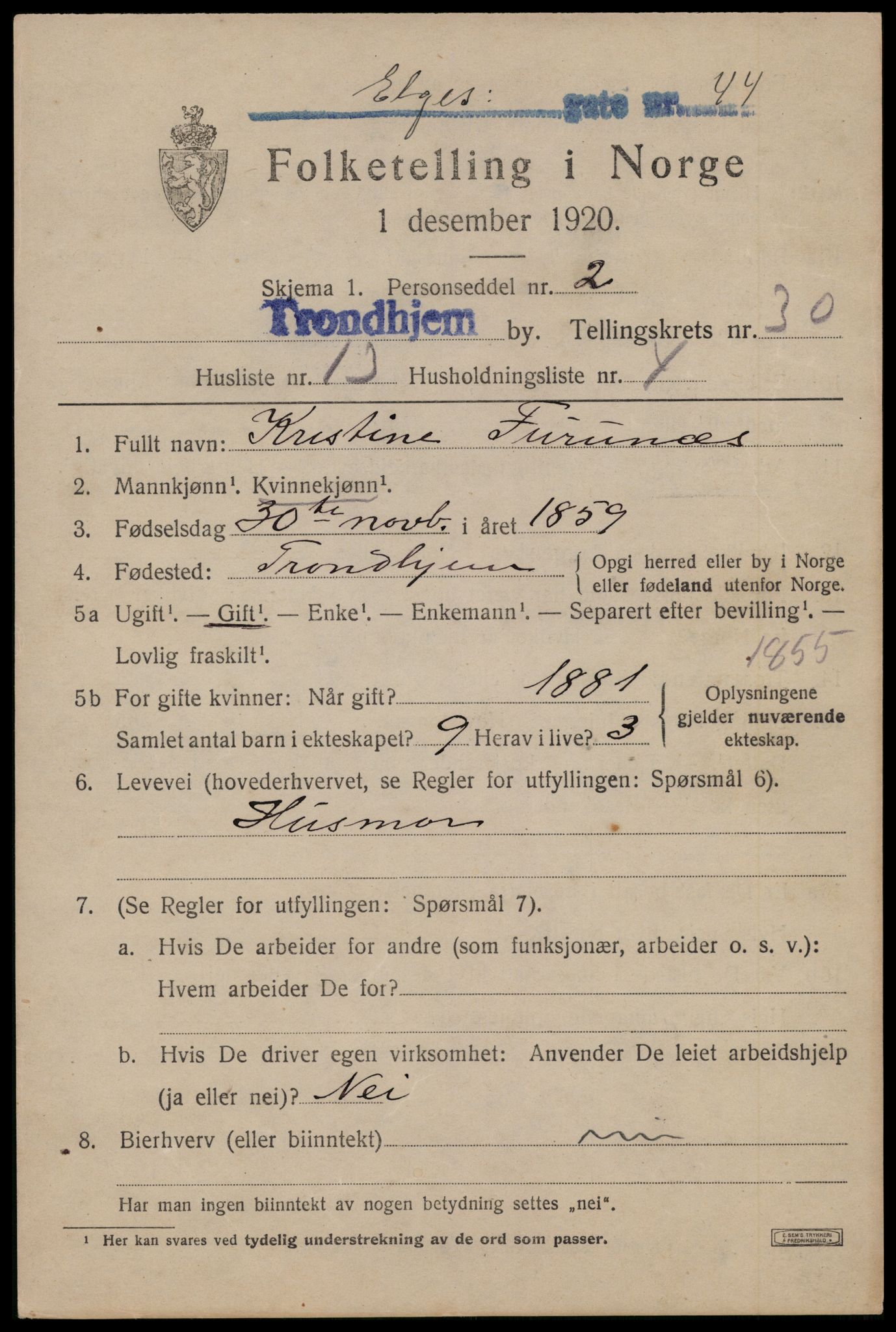 SAT, Folketelling 1920 for 1601 Trondheim kjøpstad, 1920, s. 72554