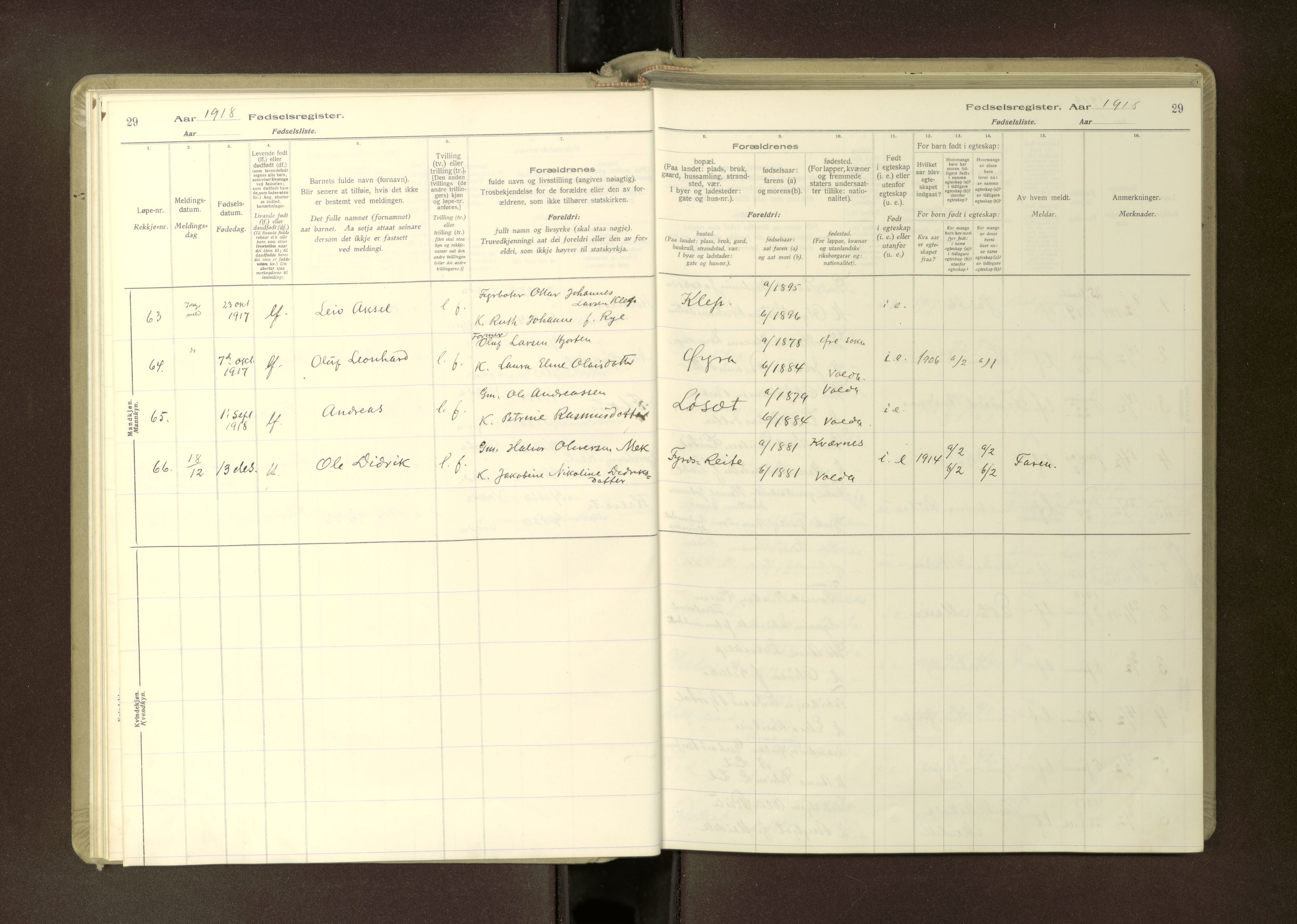 Ministerialprotokoller, klokkerbøker og fødselsregistre - Møre og Romsdal, AV/SAT-A-1454/511/L0165: Fødselsregister nr. 511---, 1916-1937, s. 29