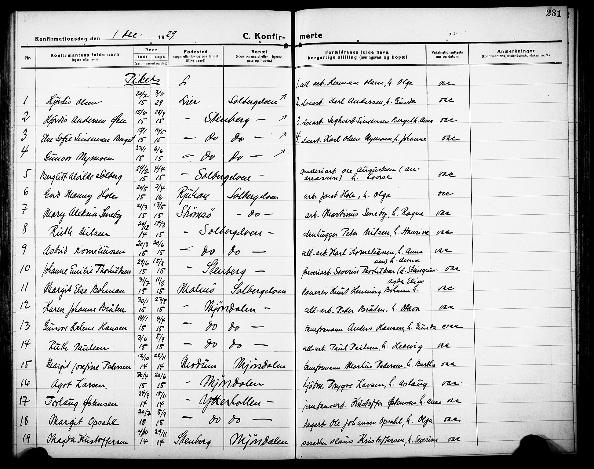 Nedre Eiker kirkebøker, AV/SAKO-A-612/G/Ga/L0006: Klokkerbok nr. 6, 1922-1933, s. 231