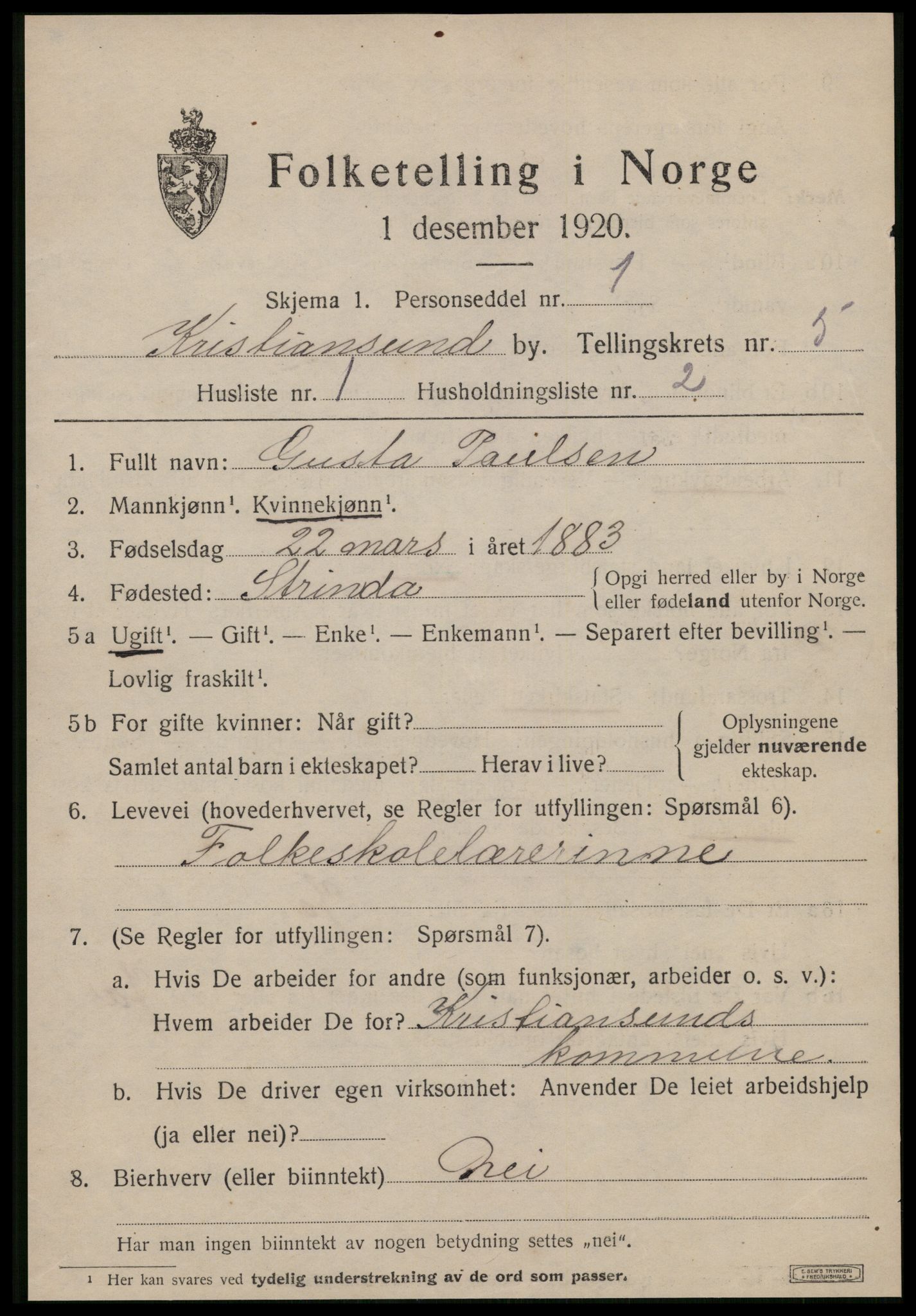 SAT, Folketelling 1920 for 1503 Kristiansund kjøpstad, 1920, s. 15971