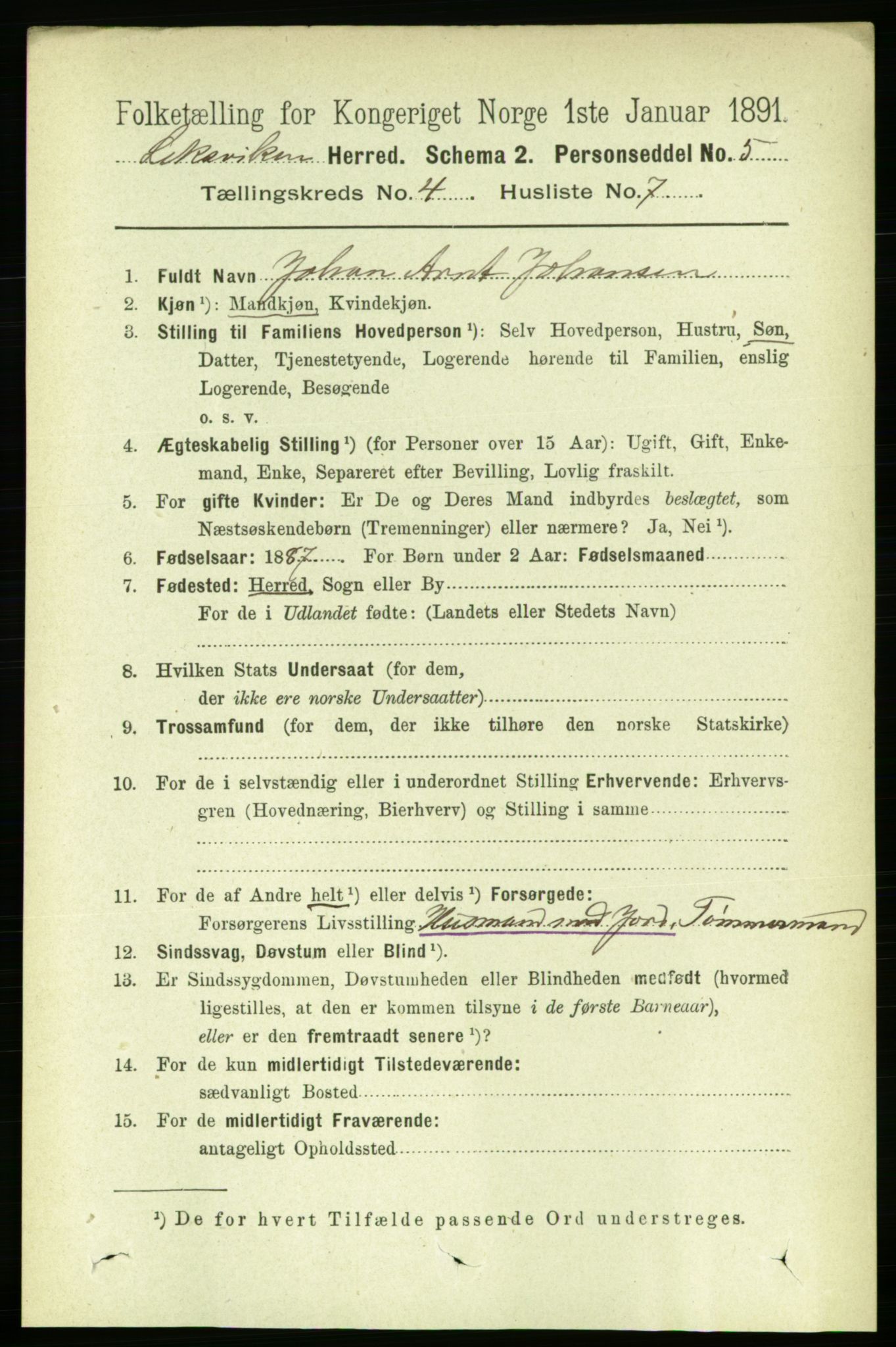 RA, Folketelling 1891 for 1718 Leksvik herred, 1891, s. 1961