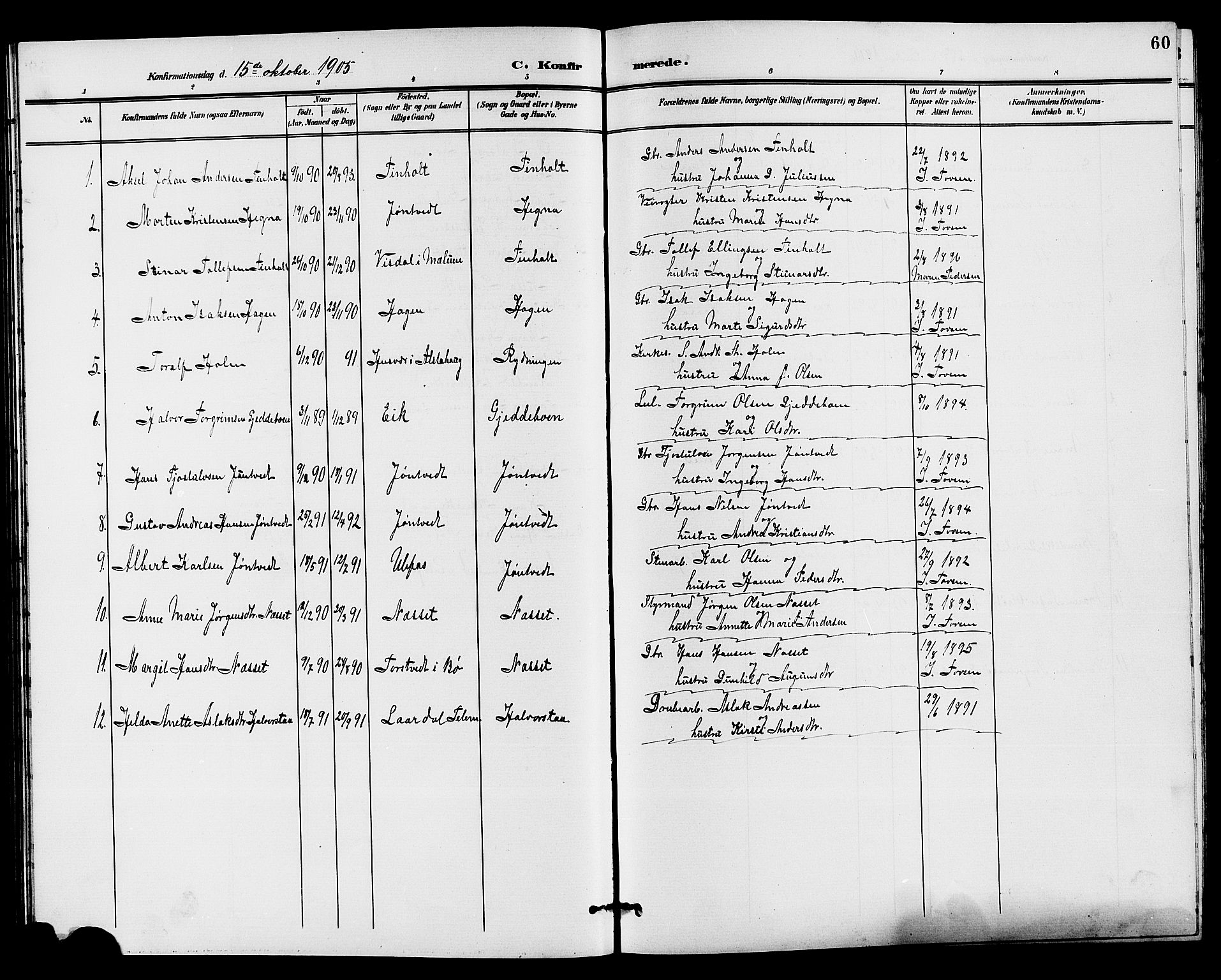 Holla kirkebøker, AV/SAKO-A-272/G/Gb/L0002: Klokkerbok nr. II 2, 1897-1913, s. 60