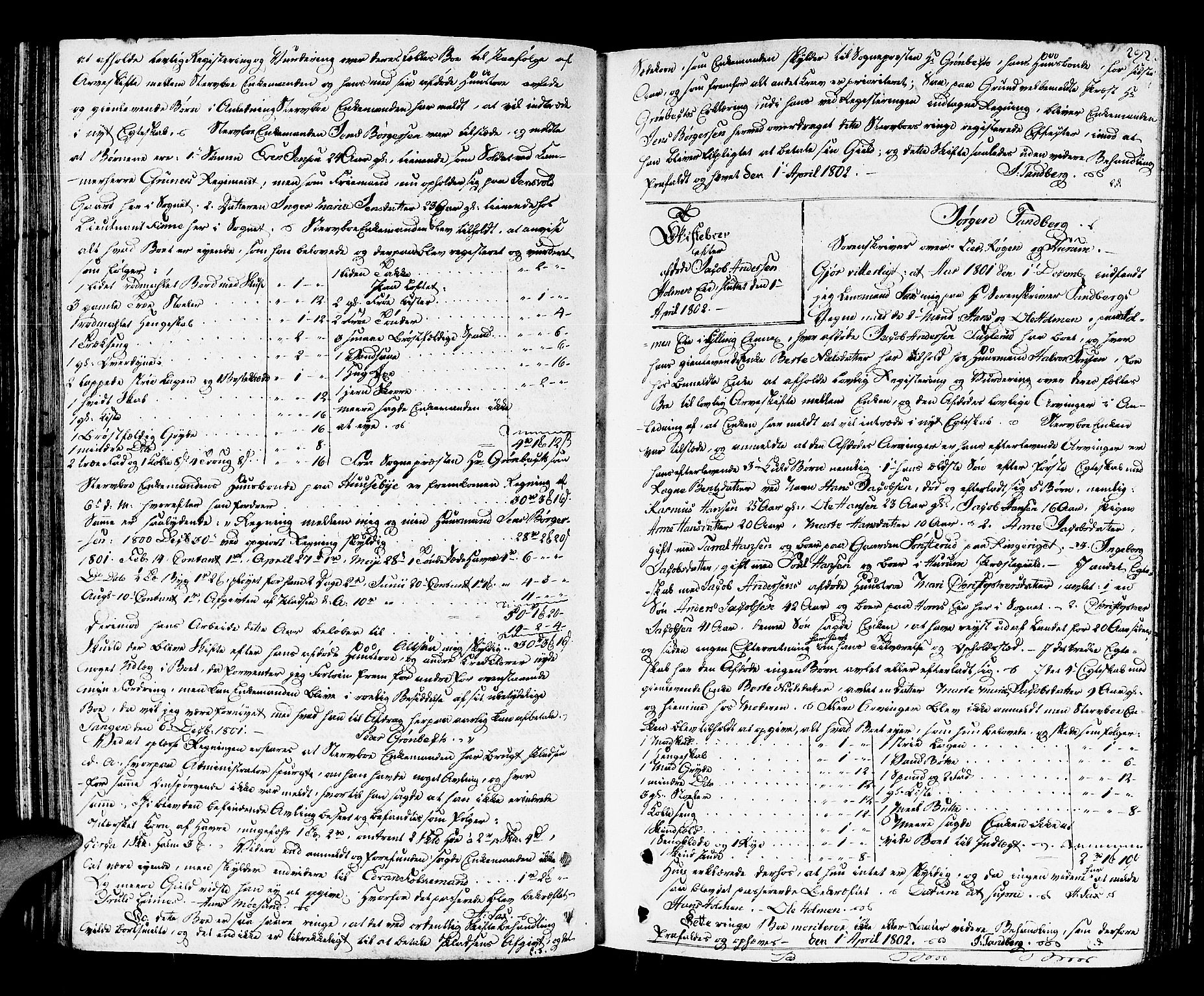 Lier, Røyken og Hurum sorenskriveri, AV/SAKO-A-89/H/Hc/L0008: Skifteprotokoll, 1799-1805, s. 291b-292a