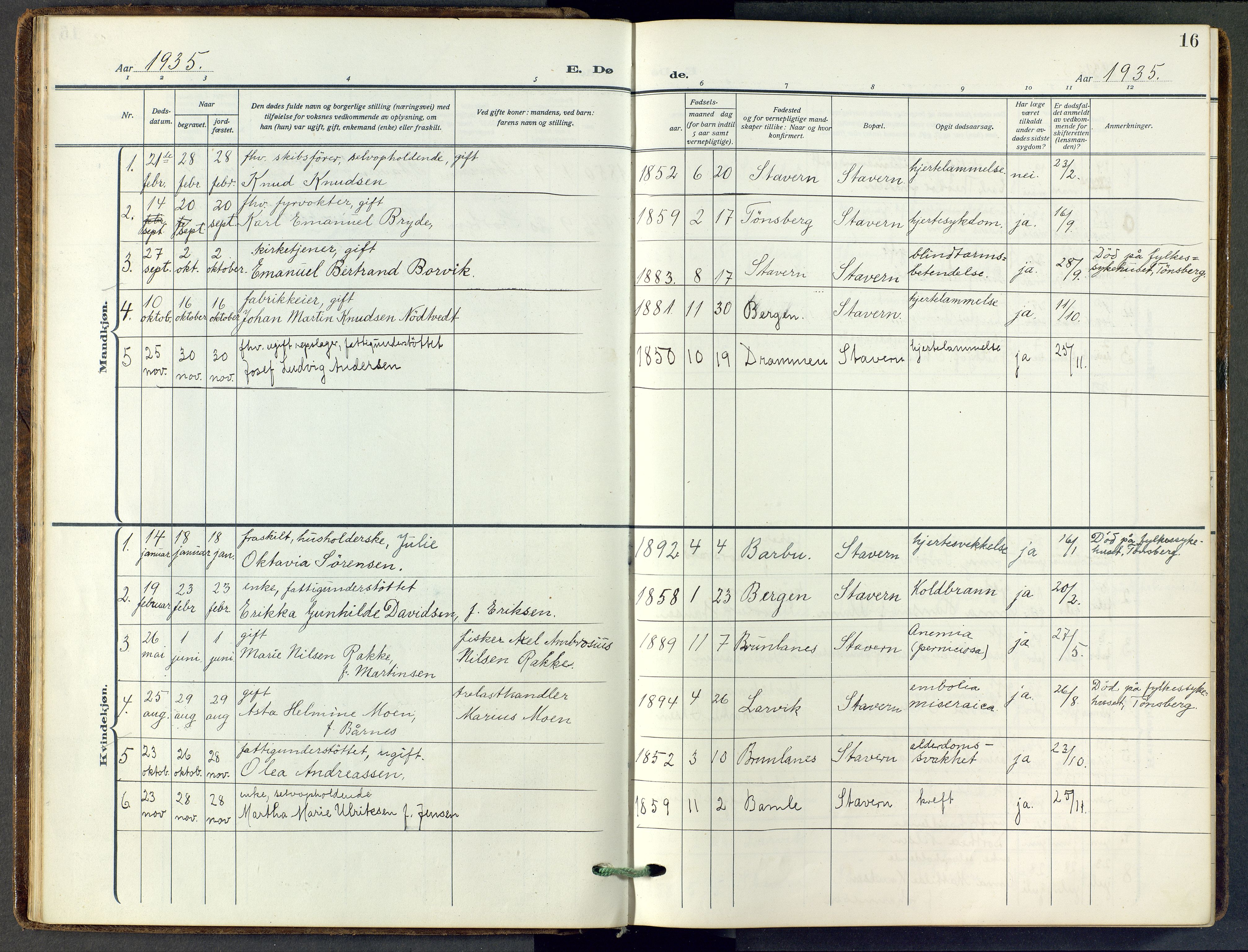 Stavern kirkebøker, AV/SAKO-A-318/F/Fa/L0010: Ministerialbok nr. 10, 1916-1967, s. 16