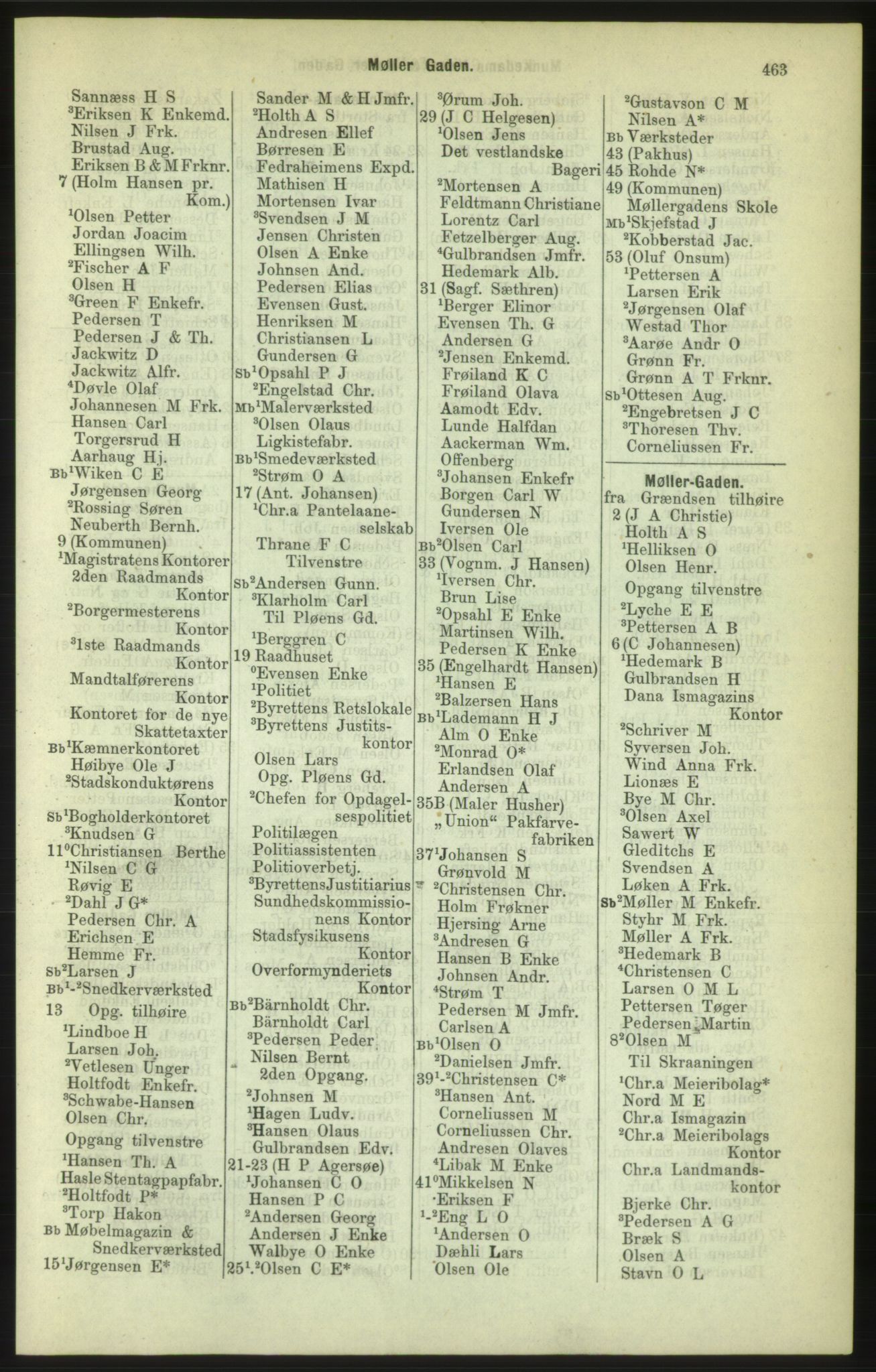 Kristiania/Oslo adressebok, PUBL/-, 1886, s. 463