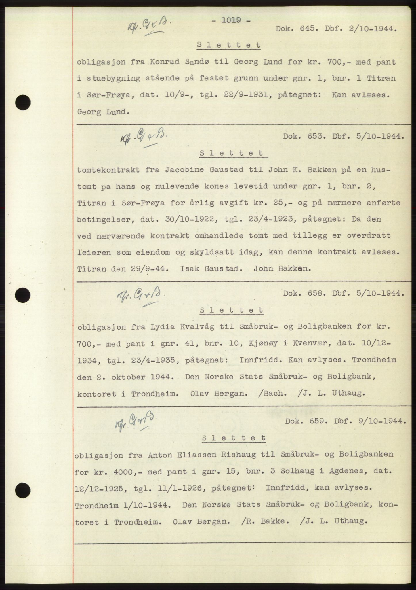 Hitra sorenskriveri, AV/SAT-A-0018/2/2C/2Ca: Pantebok nr. C1, 1936-1945, Dagboknr: 645/1944