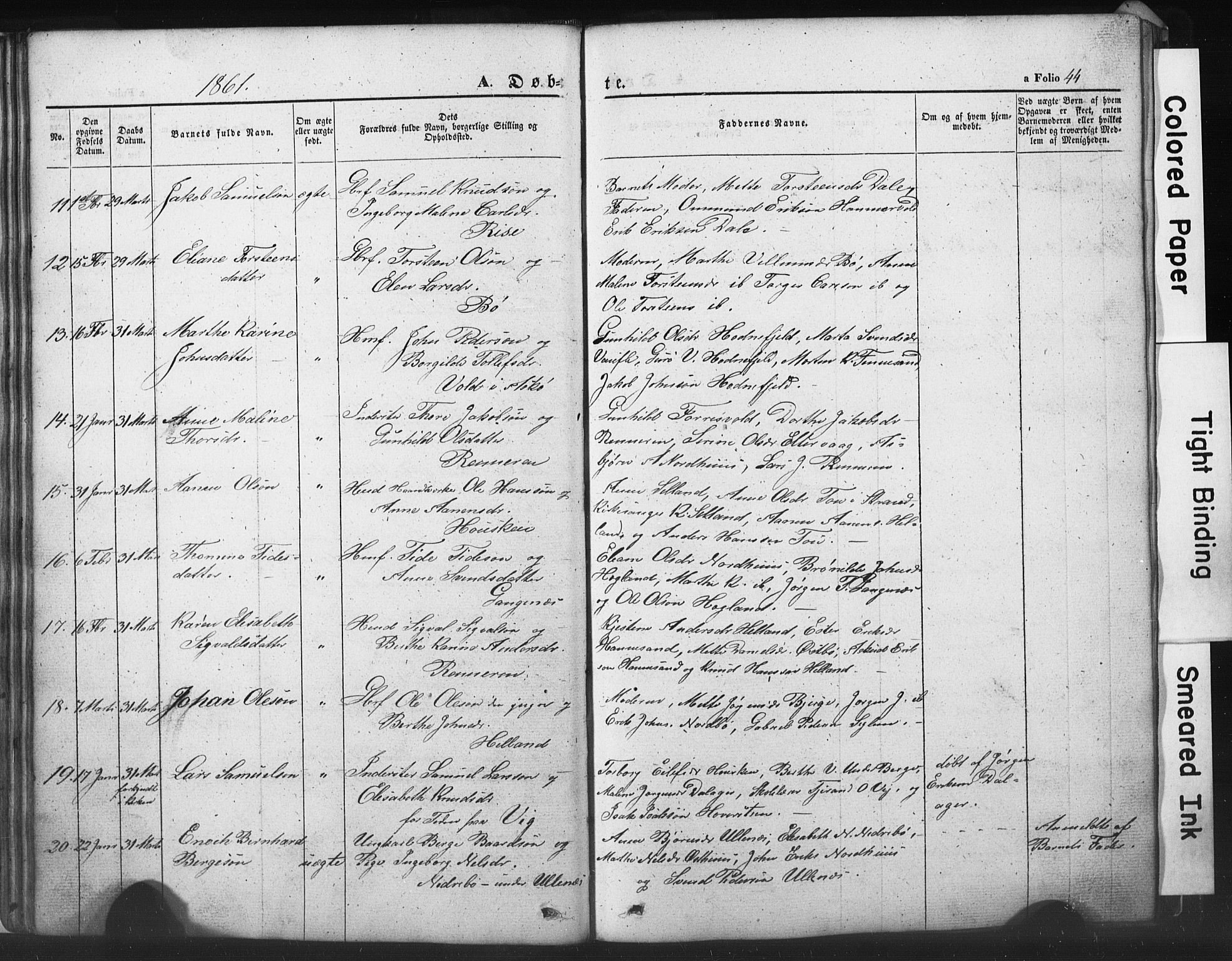 Rennesøy sokneprestkontor, AV/SAST-A -101827/H/Ha/Hab/L0002: Klokkerbok nr. B 2, 1852-1880, s. 44