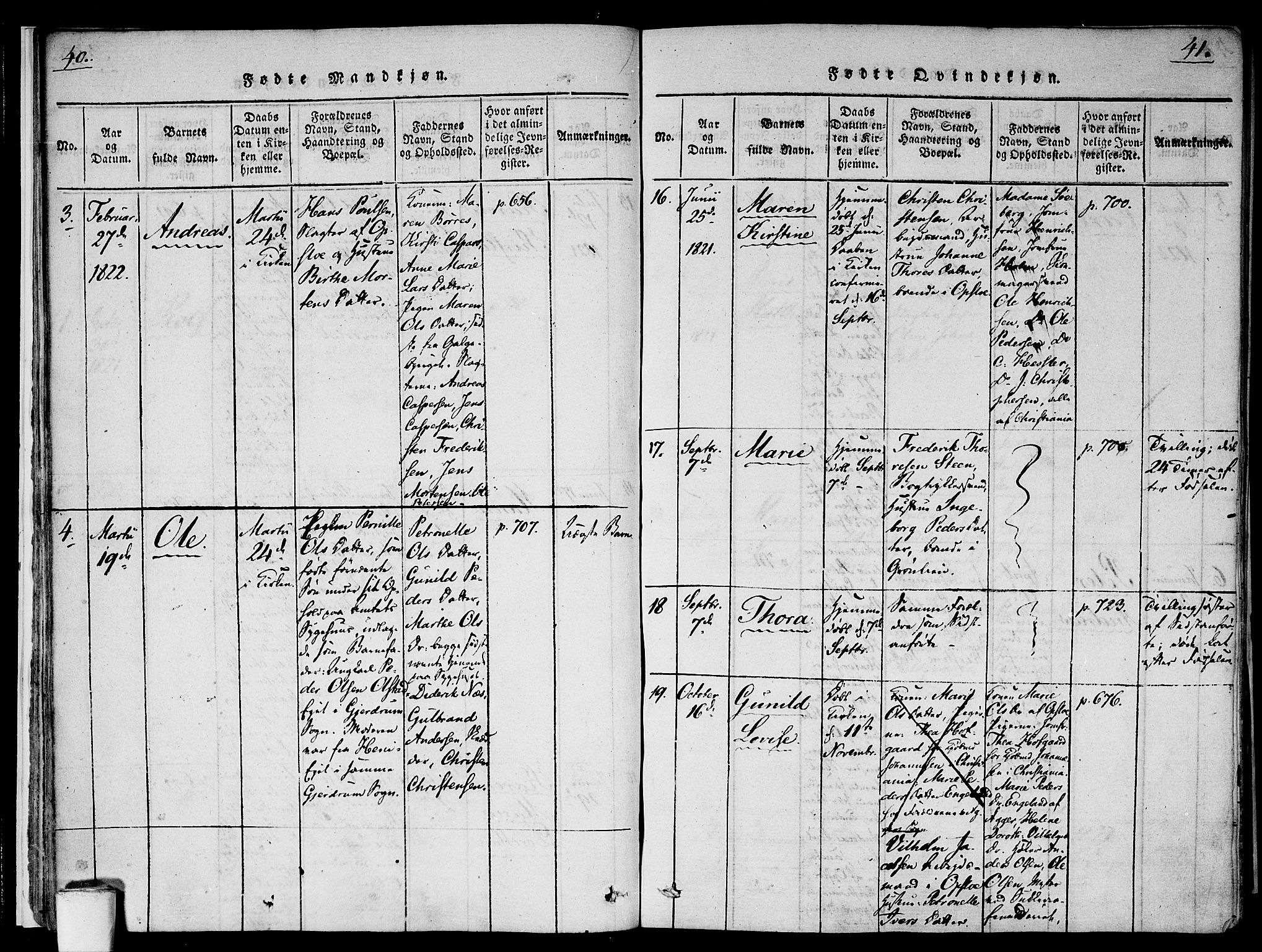 Gamlebyen prestekontor Kirkebøker, SAO/A-10884/F/Fa/L0002: Ministerialbok nr. 2, 1817-1829, s. 40-41