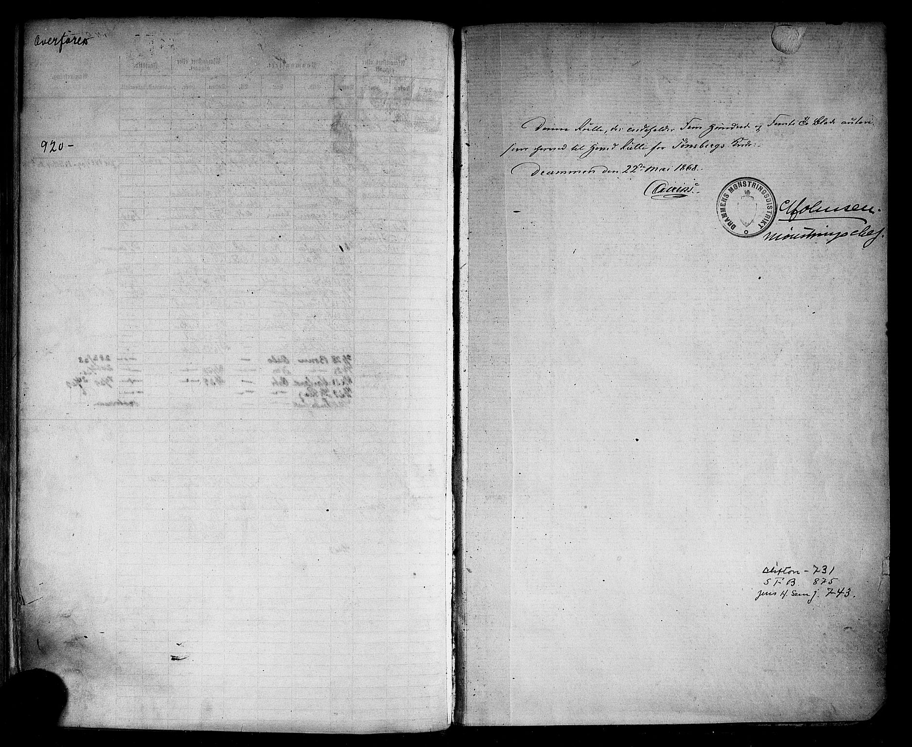Tønsberg innrulleringskontor, SAKO/A-786/F/Fc/Fcb/L0001: Hovedrulle Patent nr. 1-1102, 1868, s. 555