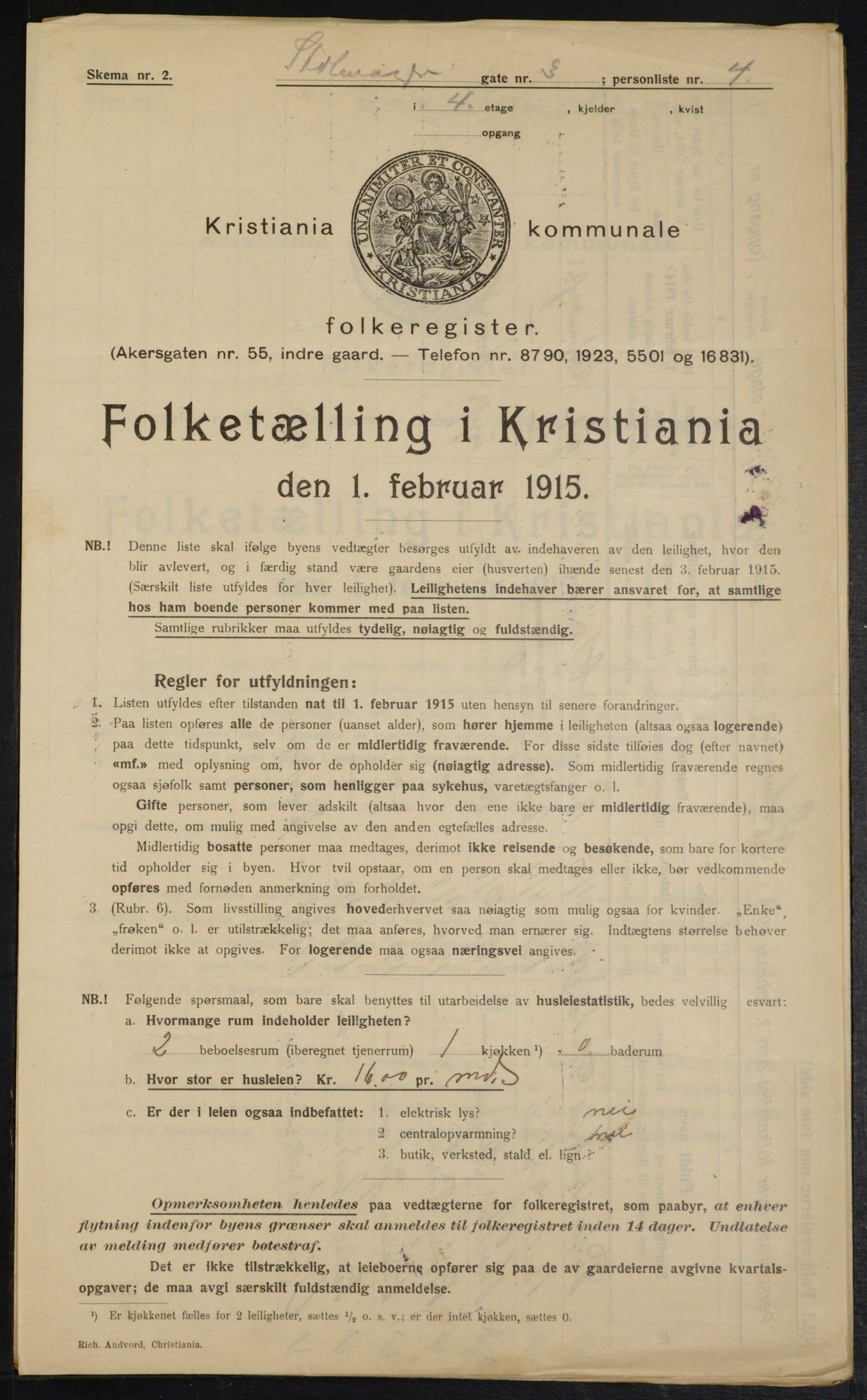 OBA, Kommunal folketelling 1.2.1915 for Kristiania, 1915, s. 102715