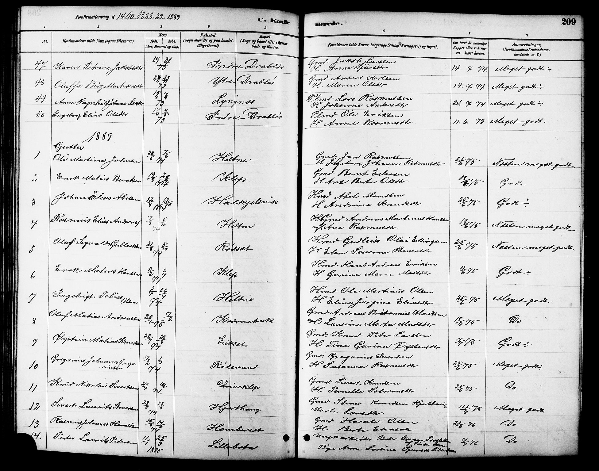 Ministerialprotokoller, klokkerbøker og fødselsregistre - Møre og Romsdal, SAT/A-1454/511/L0158: Klokkerbok nr. 511C04, 1884-1903, s. 209