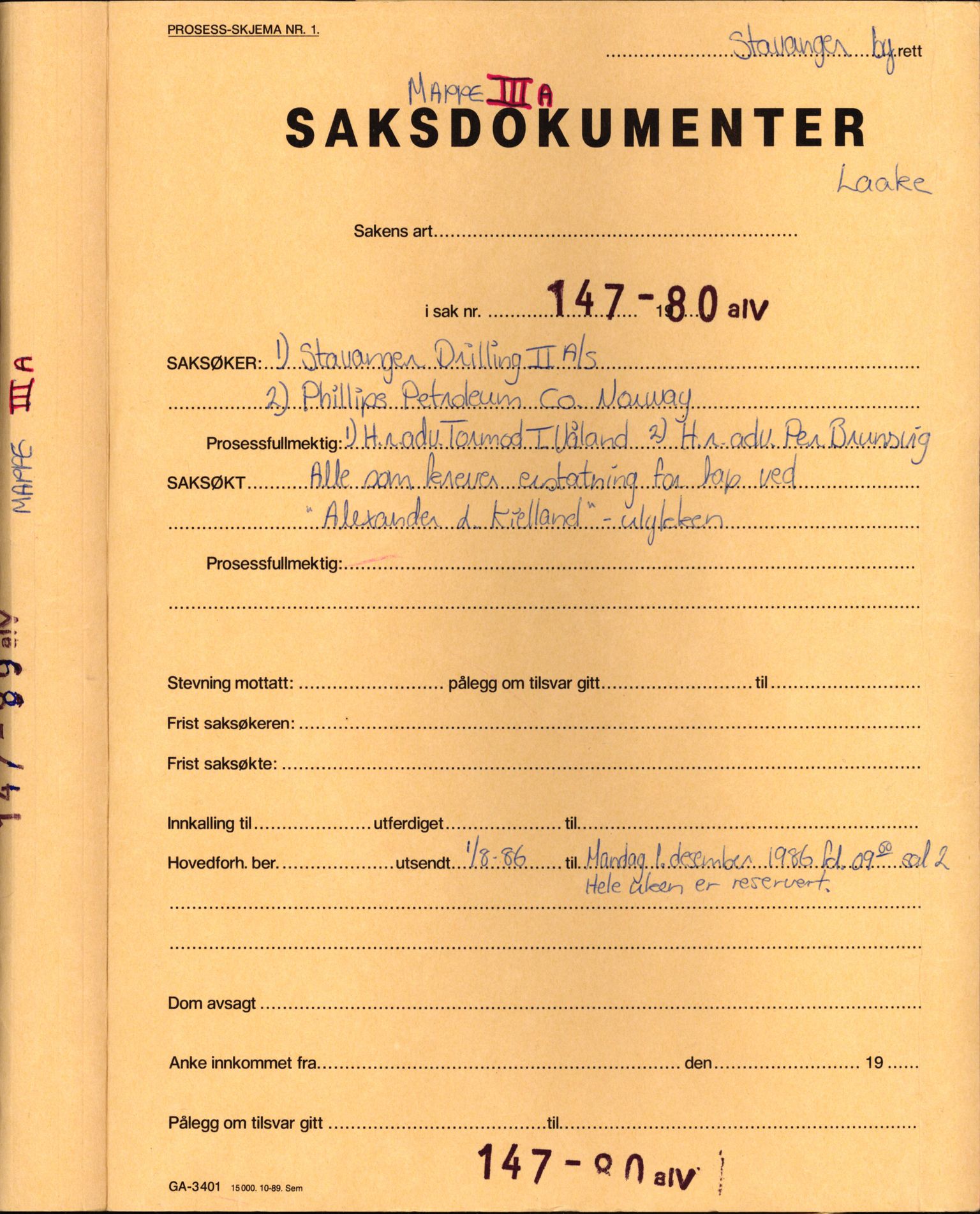 Stavanger byrett, SAST/A-100455/003/F/Fh/Fhb/L0039d: A IV sak nr 147, 1980, s. 1