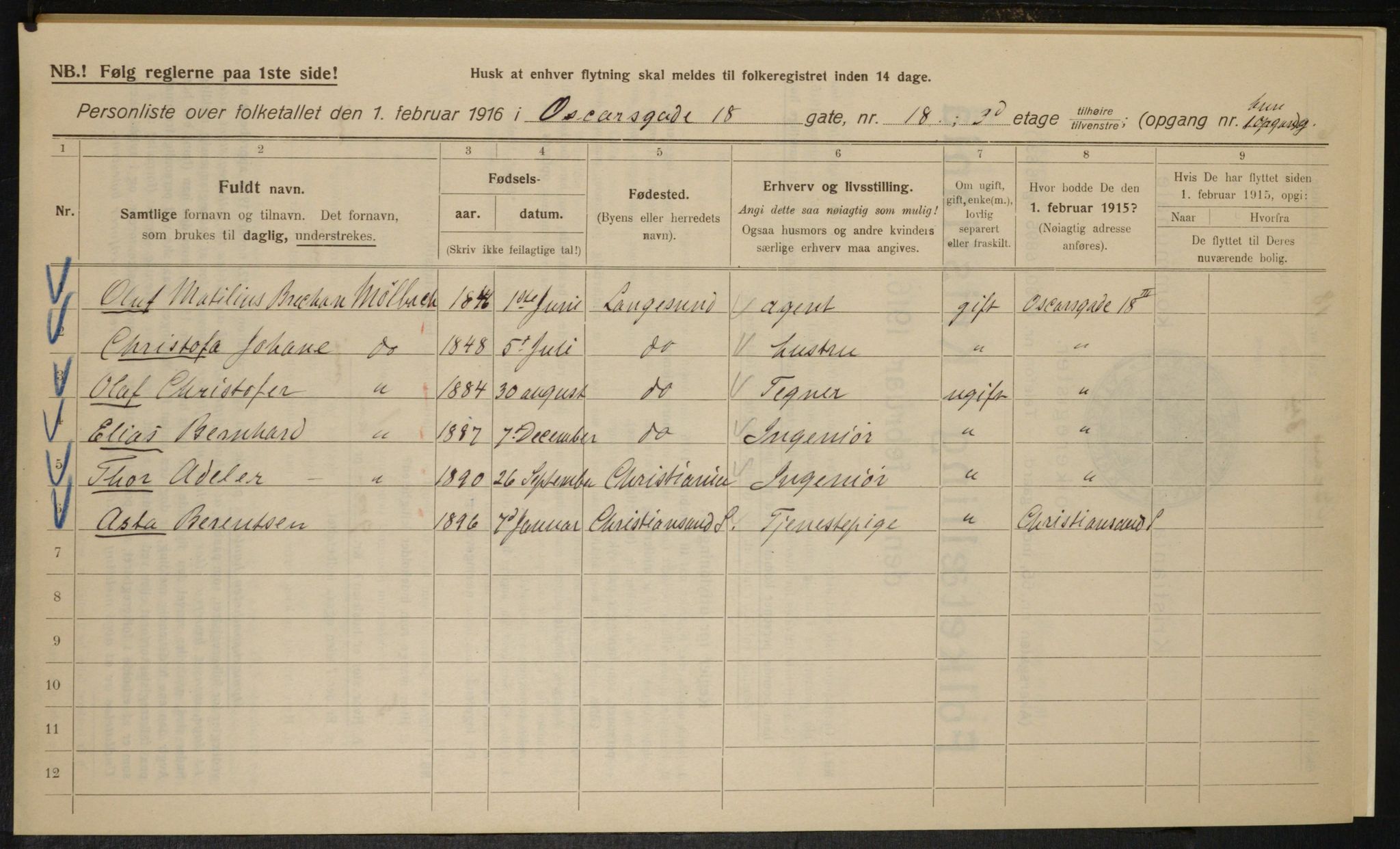 OBA, Kommunal folketelling 1.2.1916 for Kristiania, 1916, s. 78112