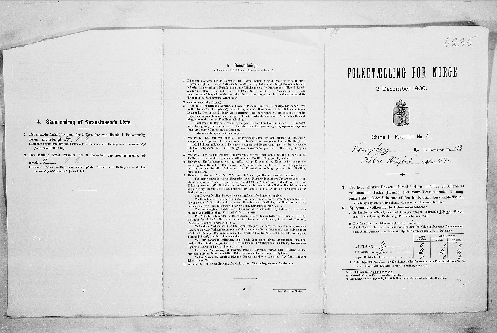 RA, Folketelling 1900 for 0604 Kongsberg kjøpstad, 1900, s. 2227