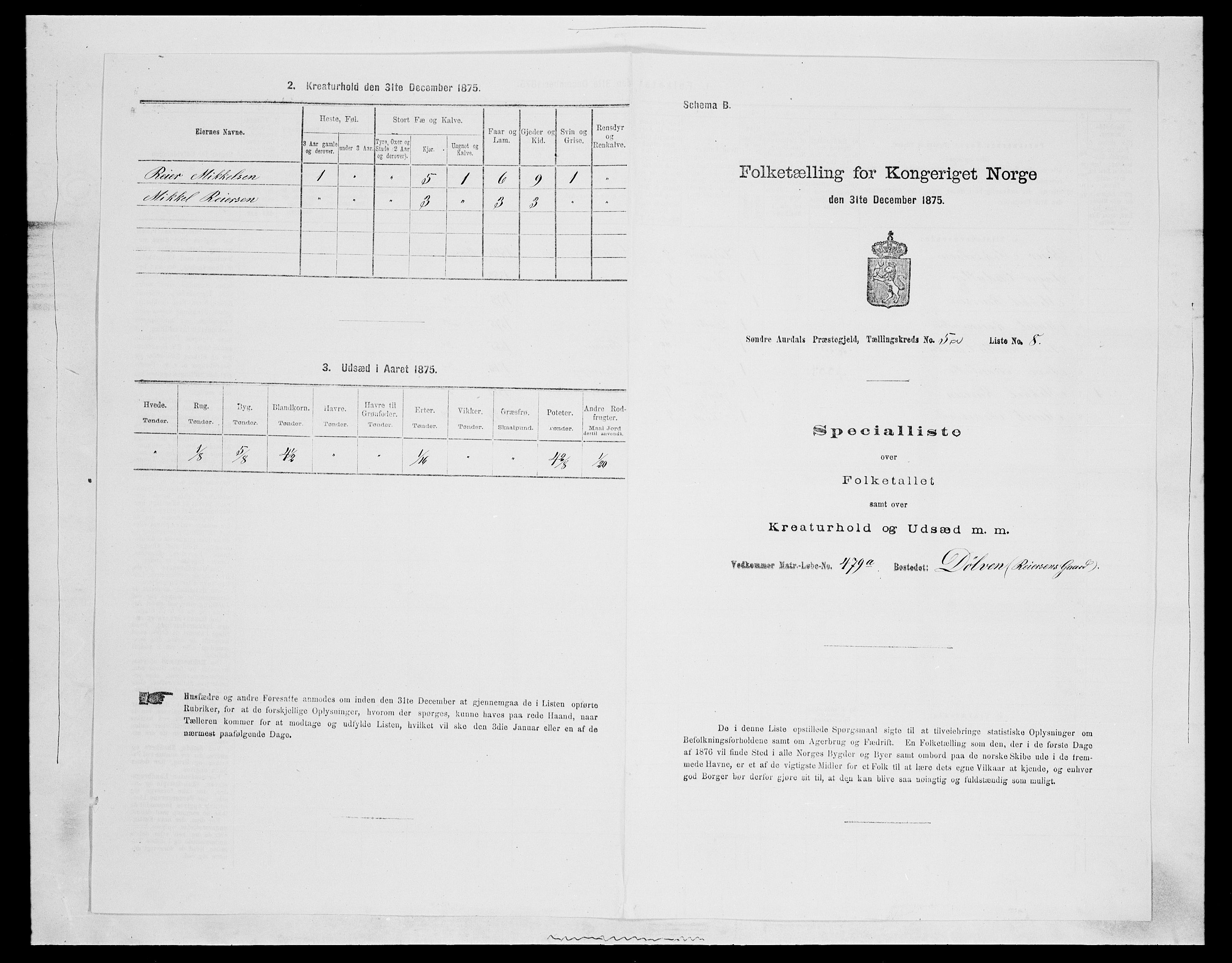 SAH, Folketelling 1875 for 0540P Sør-Aurdal prestegjeld, 1875, s. 755