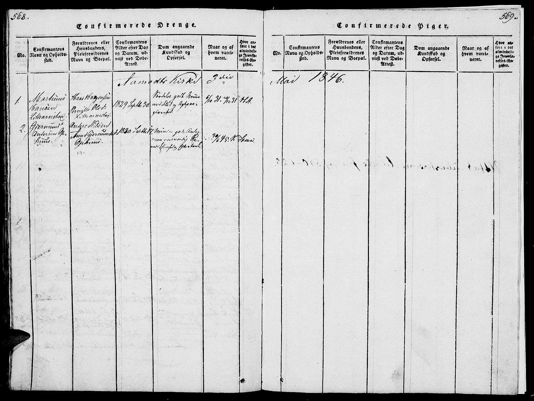 Åmot prestekontor, Hedmark, SAH/PREST-056/H/Ha/Hab/L0001: Klokkerbok nr. 1, 1815-1847, s. 568-569