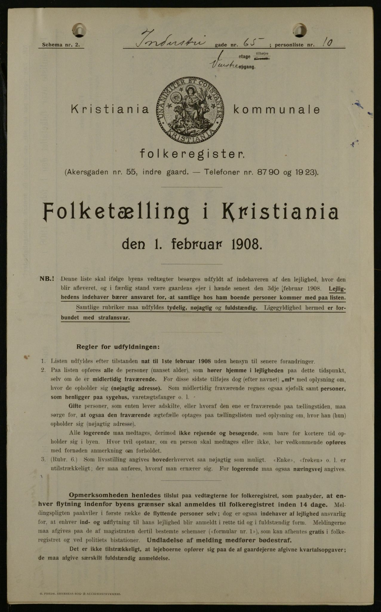 OBA, Kommunal folketelling 1.2.1908 for Kristiania kjøpstad, 1908, s. 39229